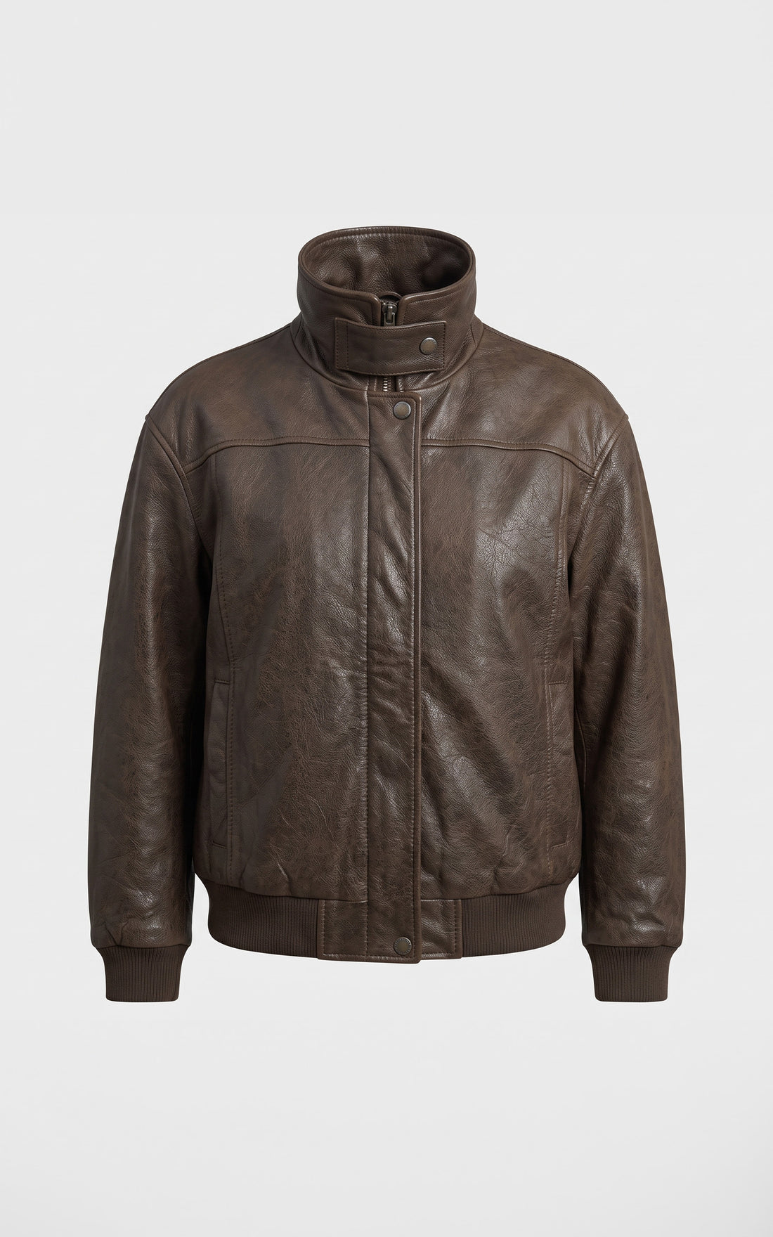 Blouson court cuir Henriette marron