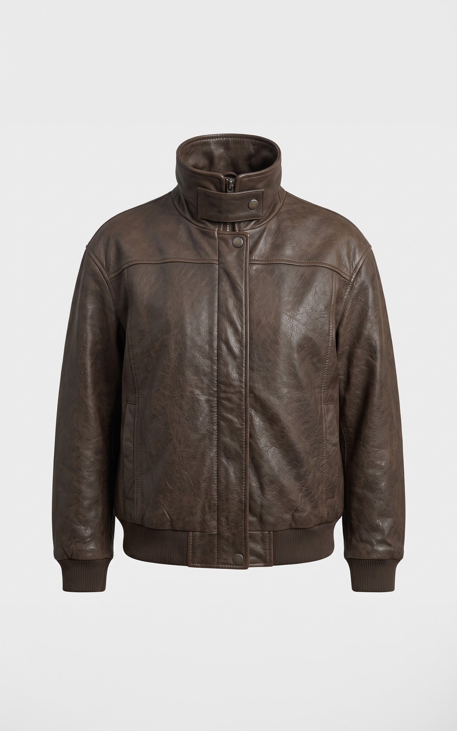 Blouson court cuir Henriette marron 2