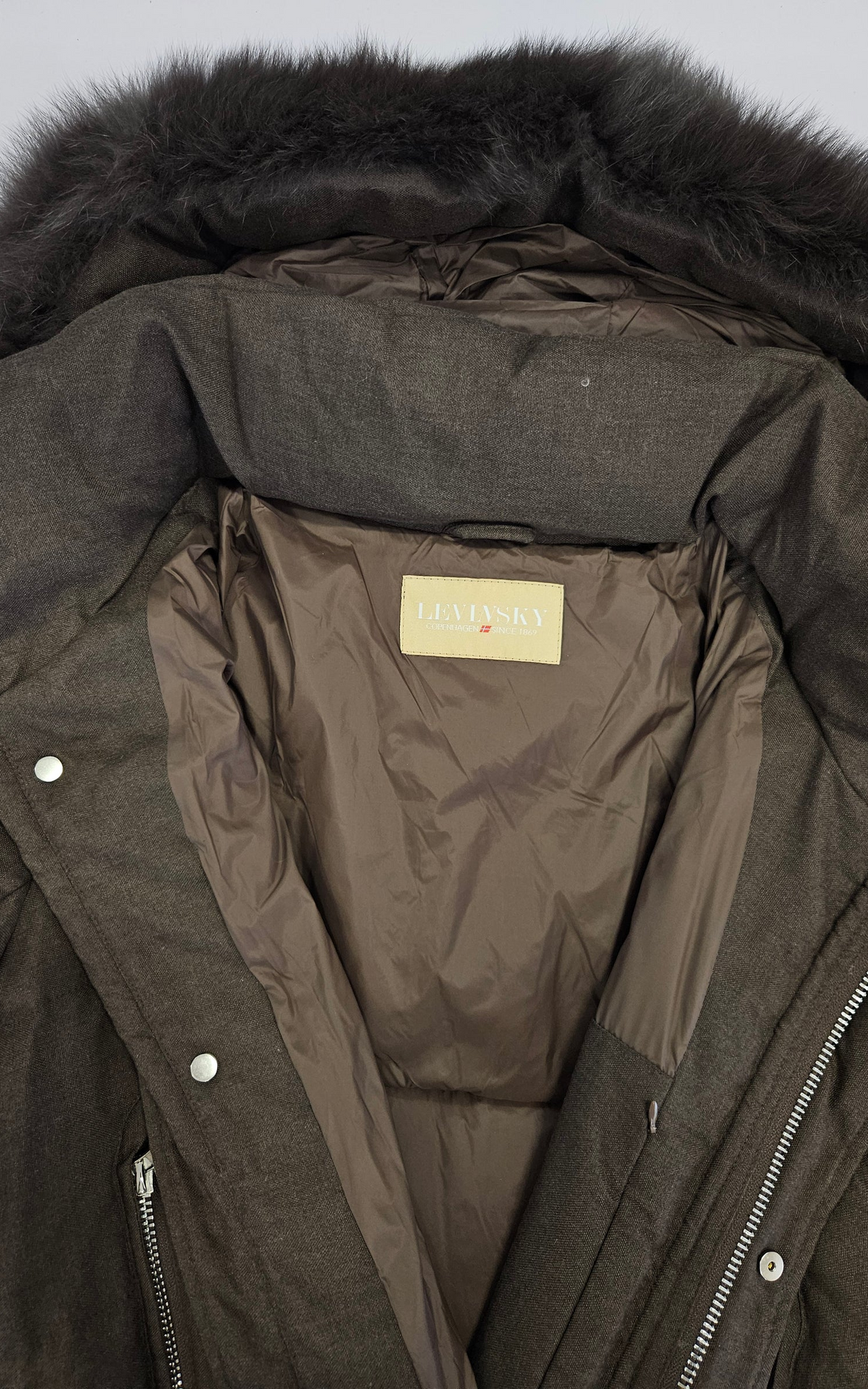 Doudoune longue à capuche avec fourrure imperméable Jadabi marron 5