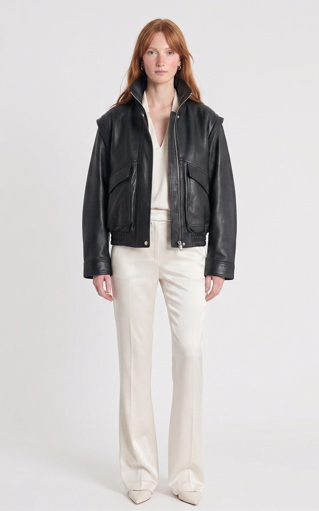 Blouson cuir oversize Flow noir