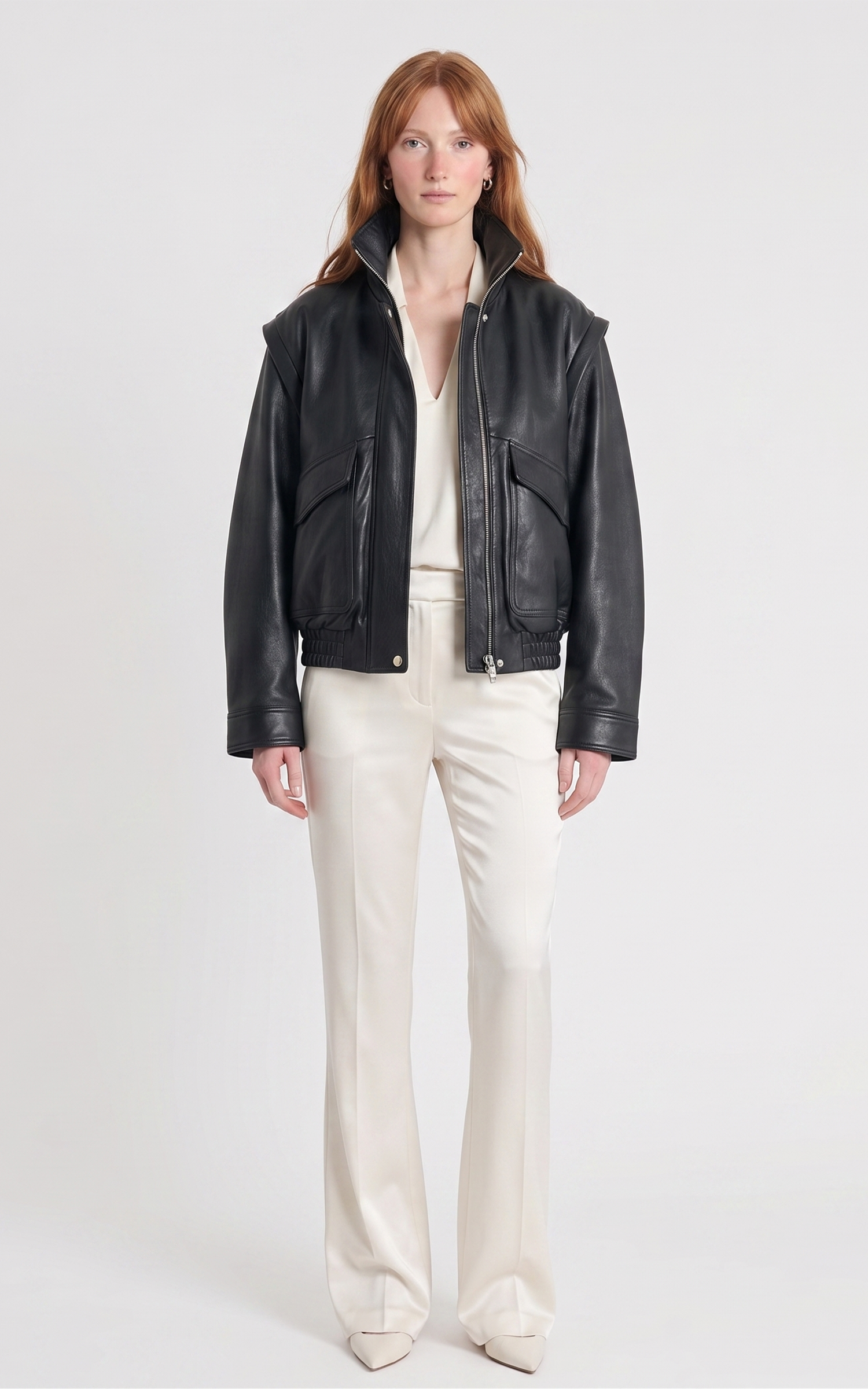 Blouson cuir oversize Flow noir