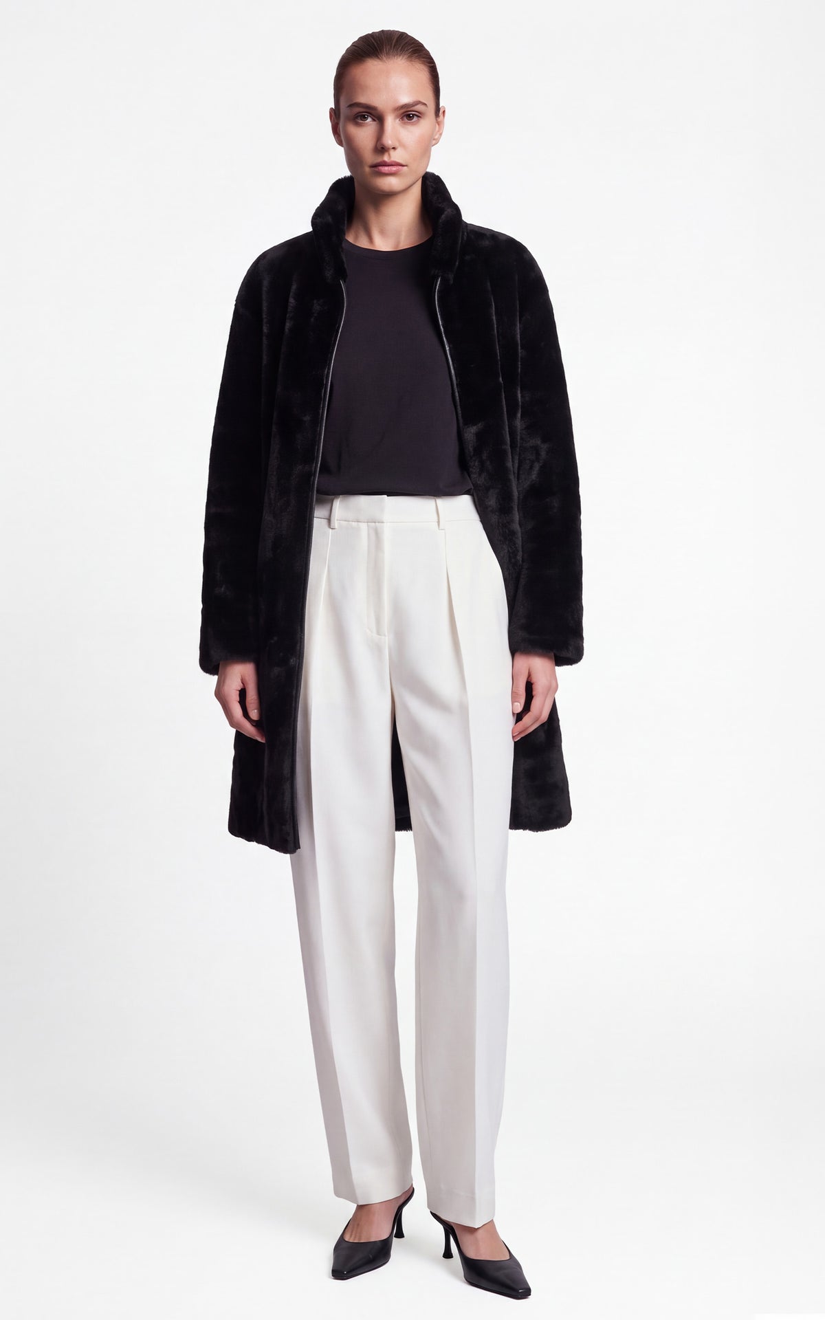Manteau réversible peau lainée Giorgina noir