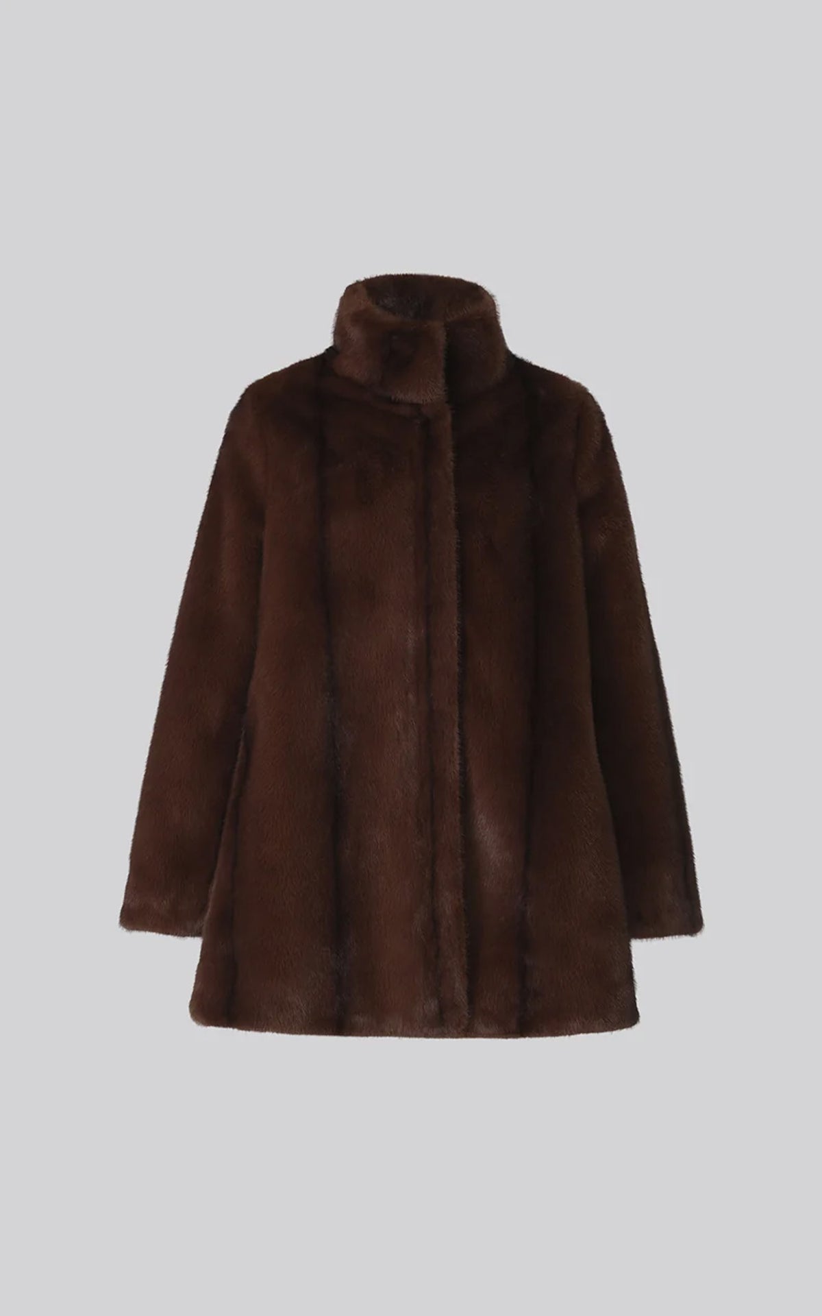 Manteau trapèze vison Sheila marron 2