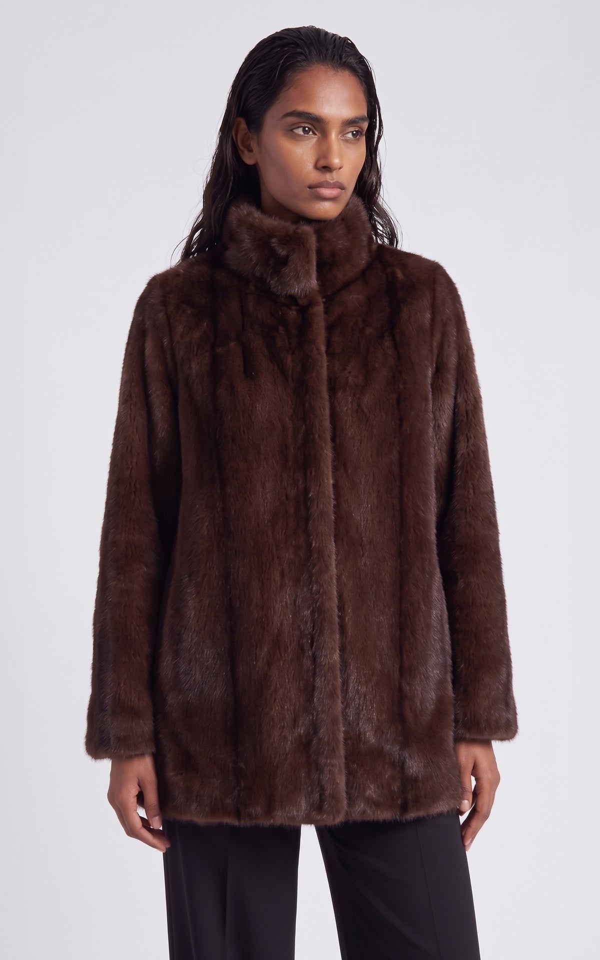 Manteau trapèze vison Sheila marron
