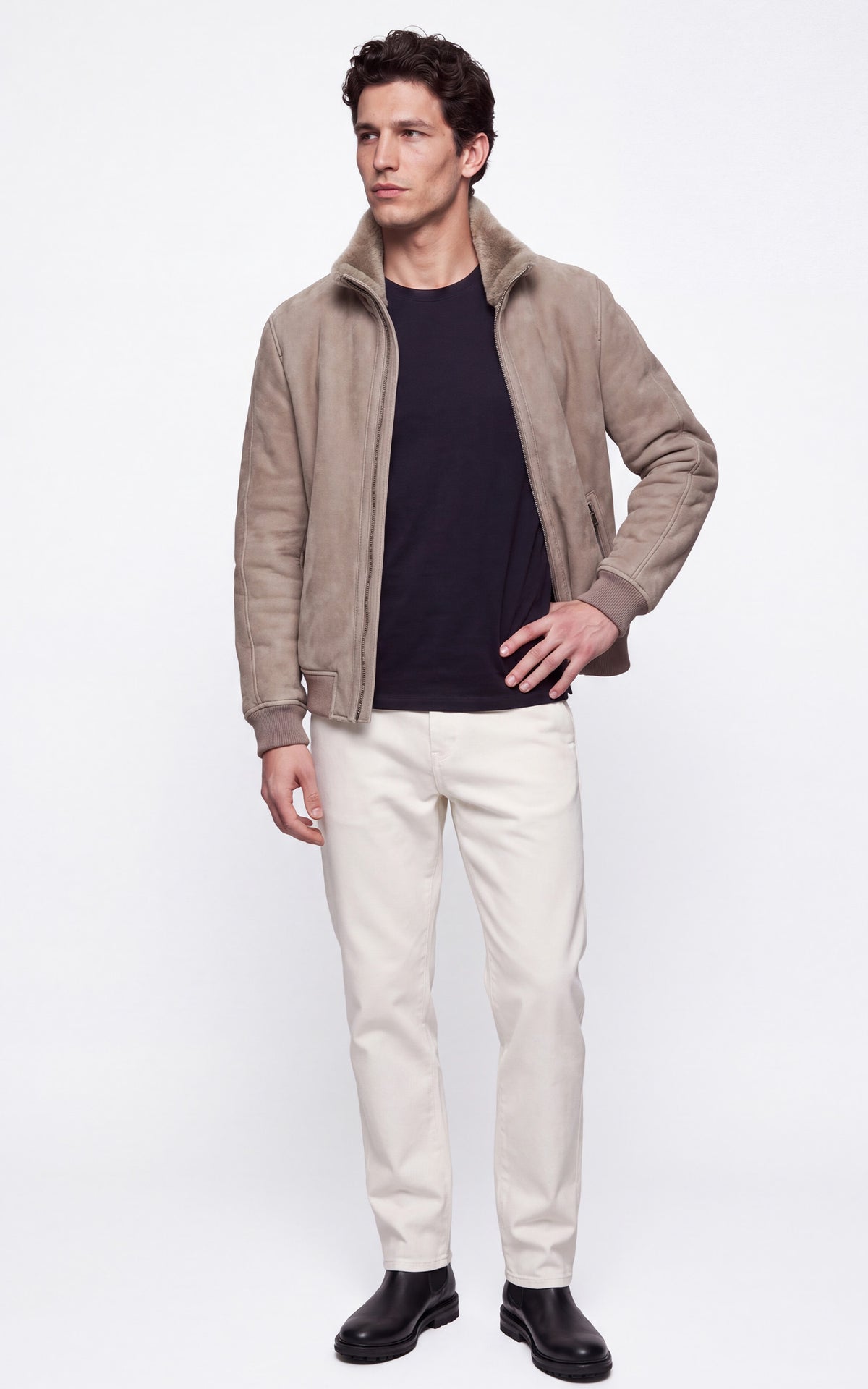 Blouson peau lainée mouton Iker gris 3