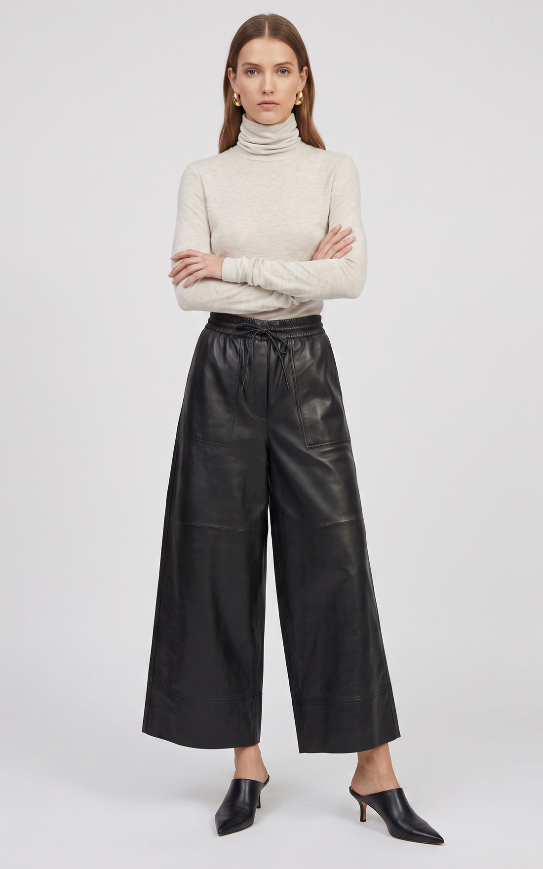 Pantalon court cuir Trophee noir