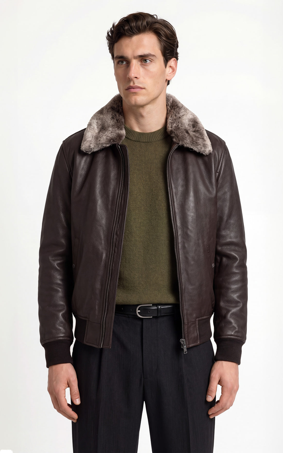 Blouson pilote cuir LC930D marron