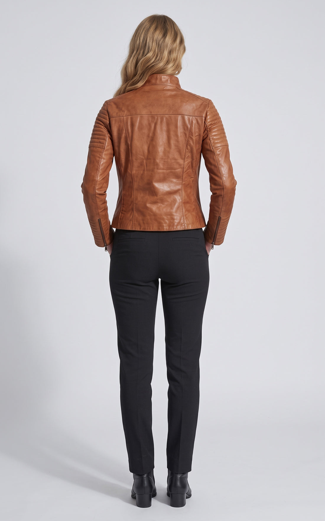 Blouson motard cuir Scooty cognac