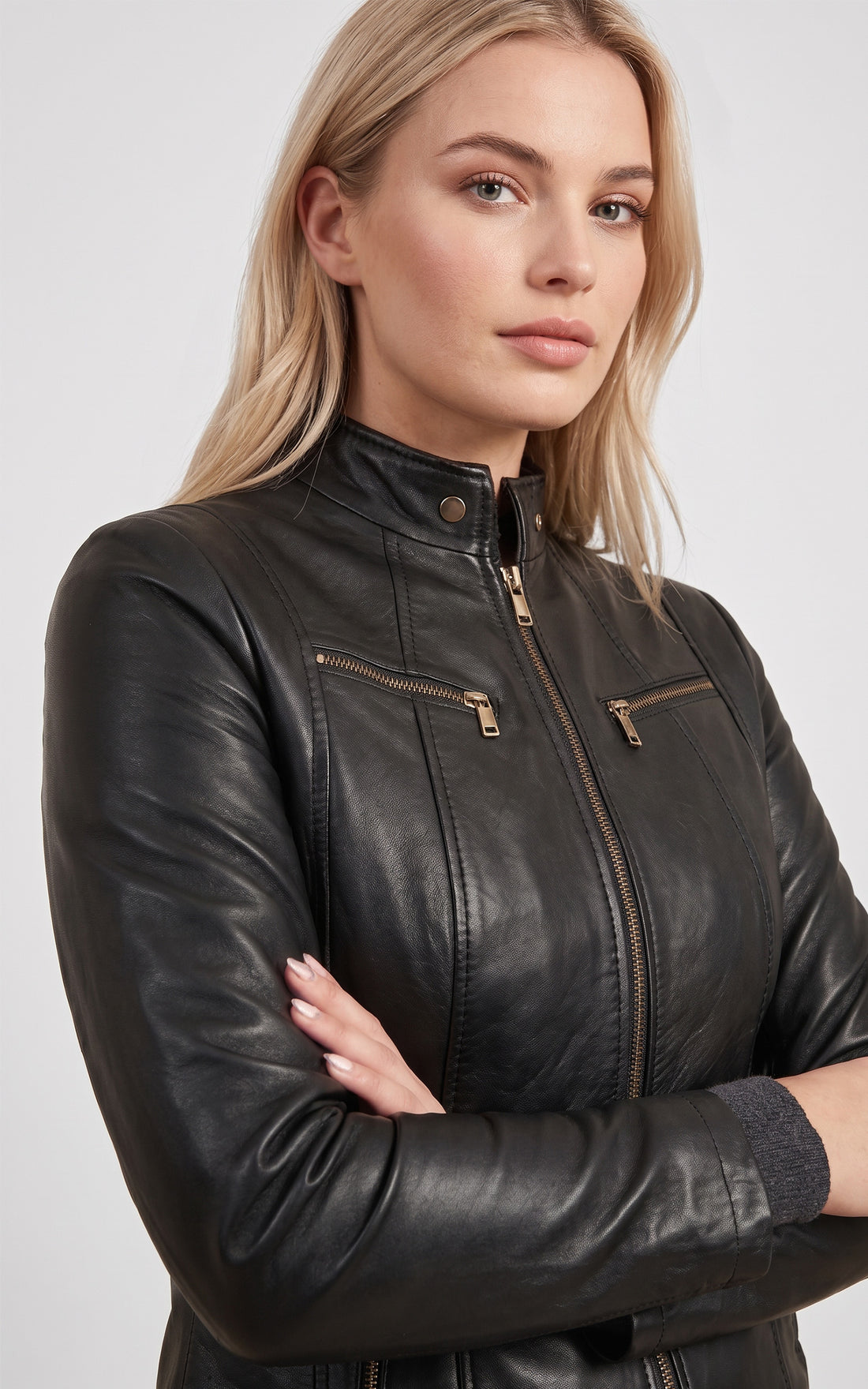 Blouson motard cuir Merry noir