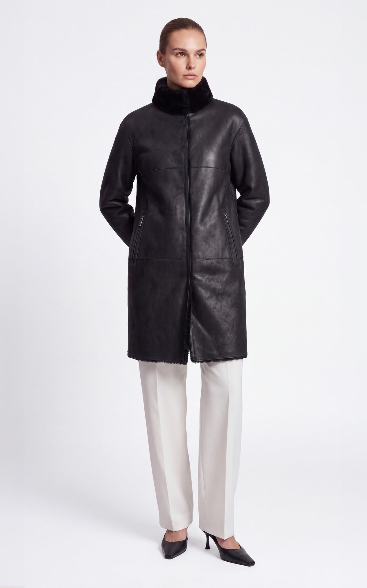 Manteau réversible peau lainée Giorgina noir 5