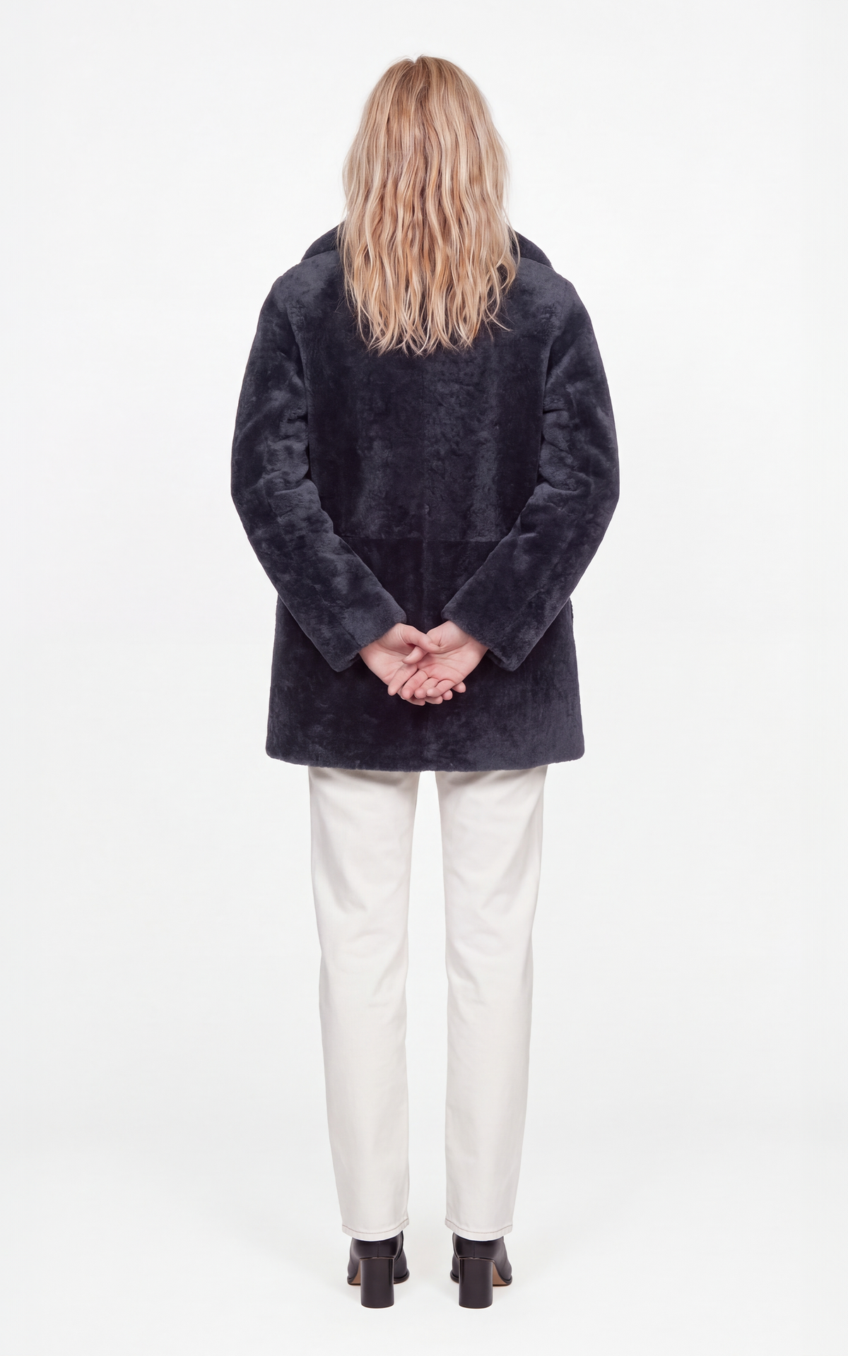 Veste peau lainée Janka bleu marine 4