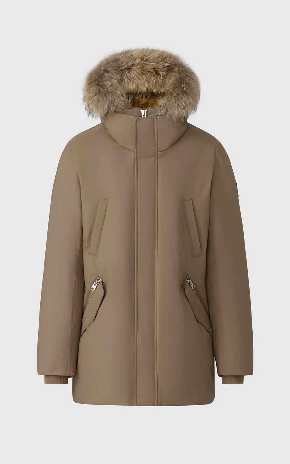 Parka 2-en-1 en duvet à capuche et col en fourrure Edward-F taupe
