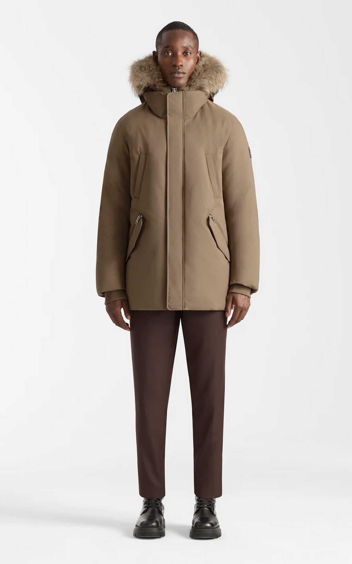 Parka 2-en-1 en duvet à capuche et col en fourrure Edward-F taupe 3