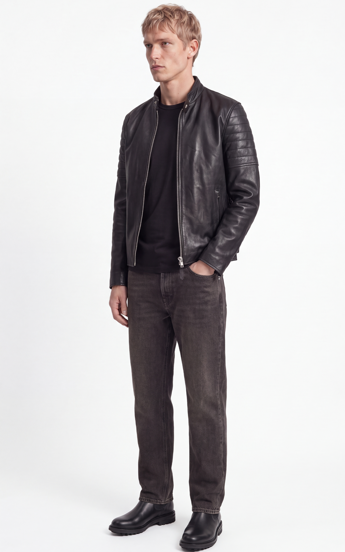 Blouson motard cuir LCJOE noir