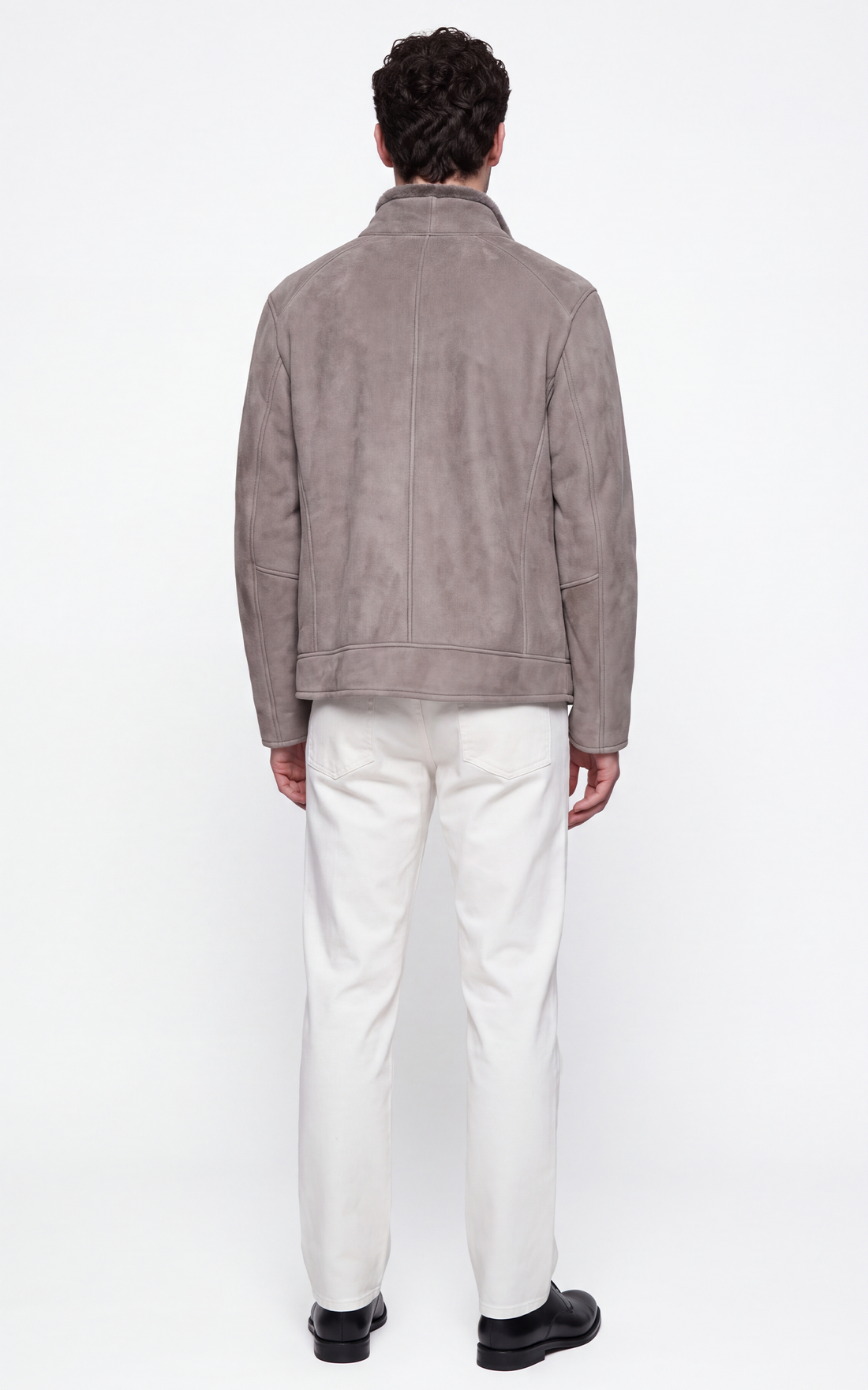 Blouson peau lainée Hank Suede gris