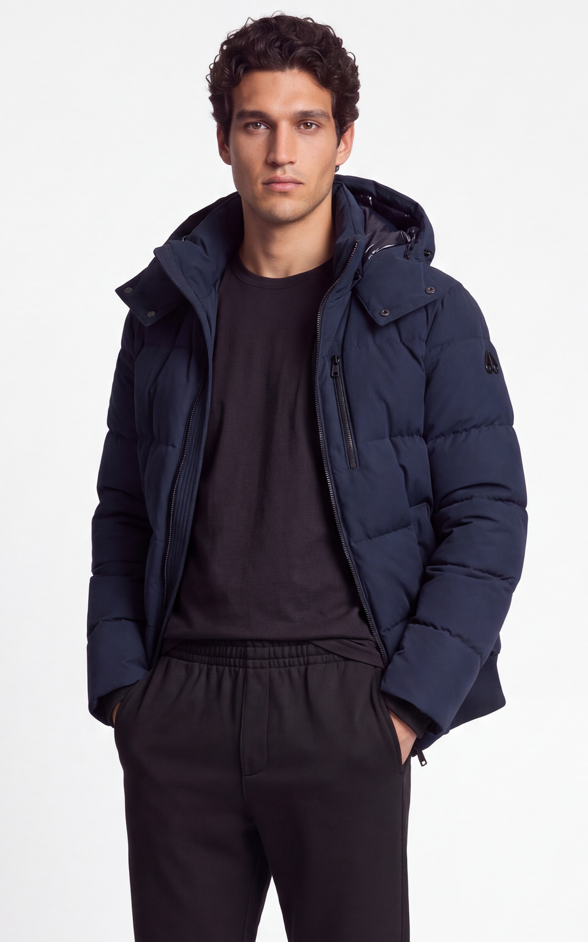 Doudoune à capuche en duvet Soho 3Q bleu marine 1