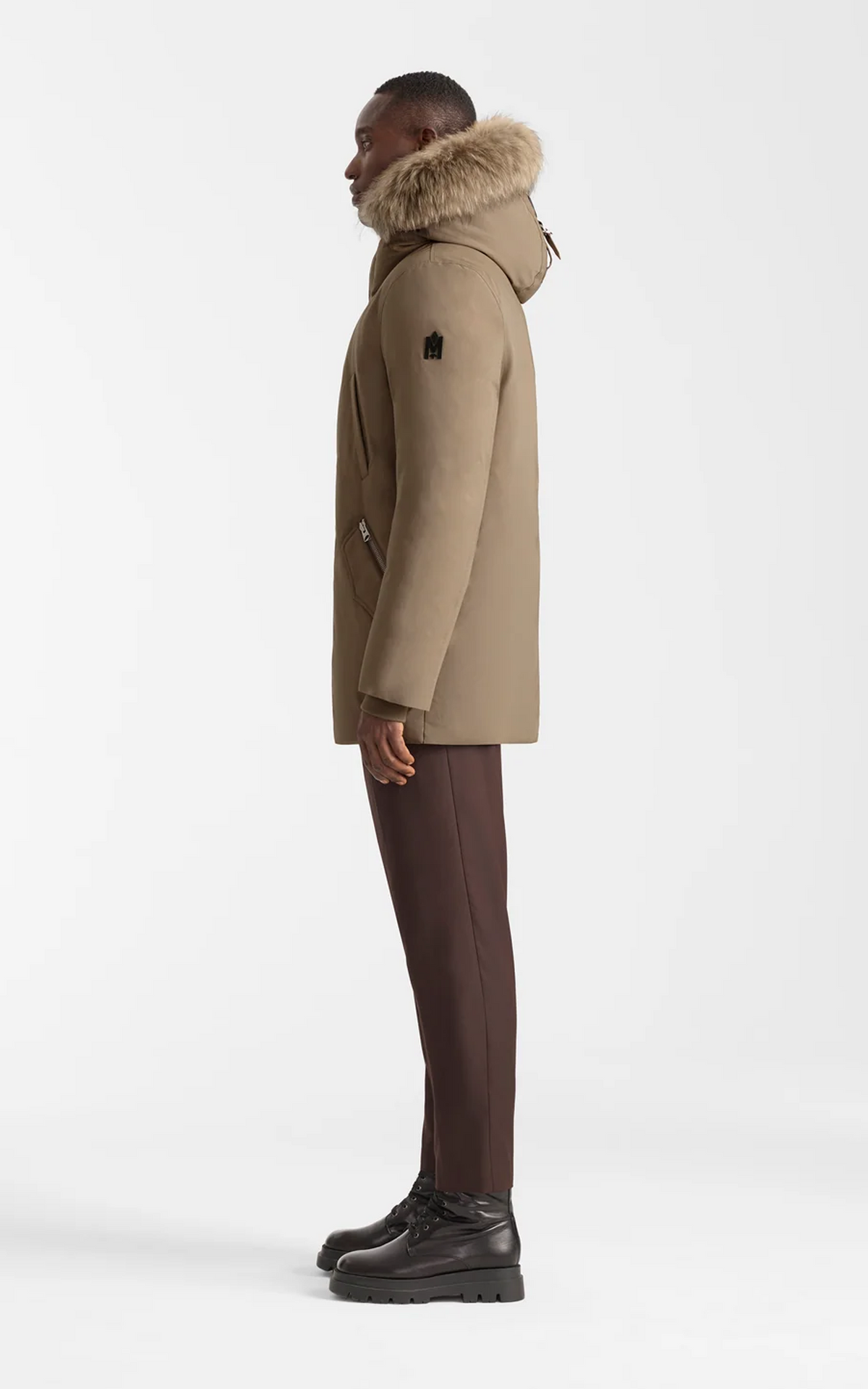 Parka 2-en-1 en duvet à capuche et col en fourrure Edward-F taupe