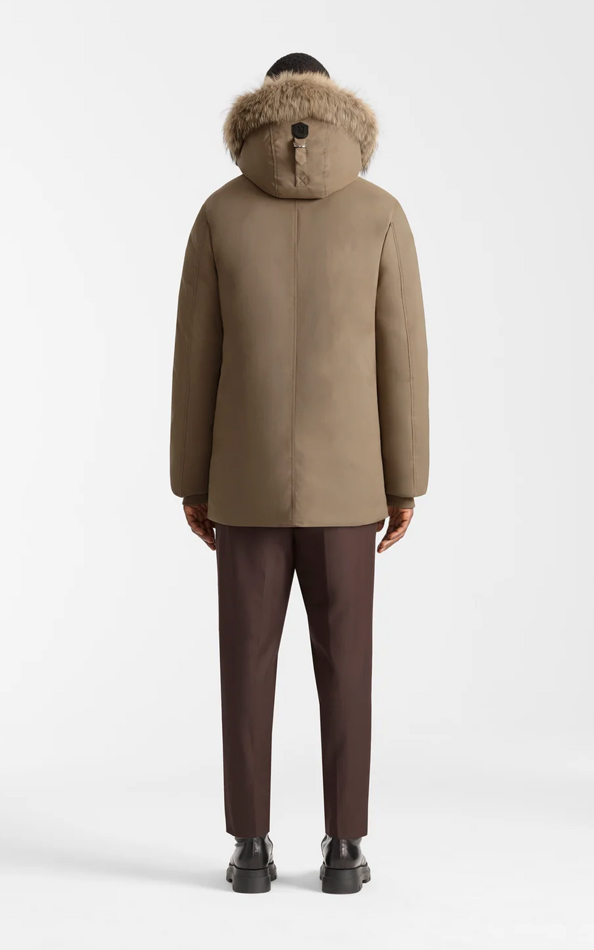Parka 2-en-1 en duvet à capuche et col en fourrure Edward-F taupe