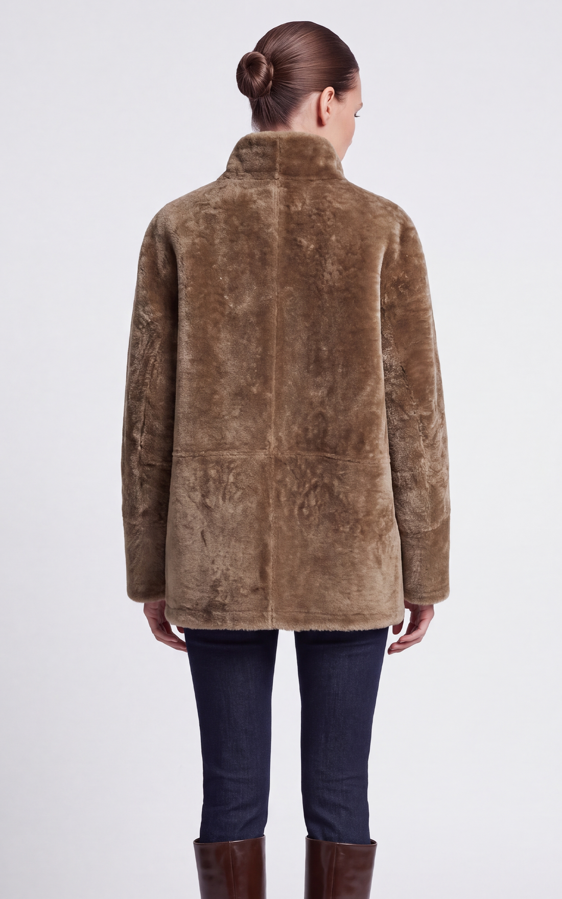 Veste peau lainée réversible Jude camel