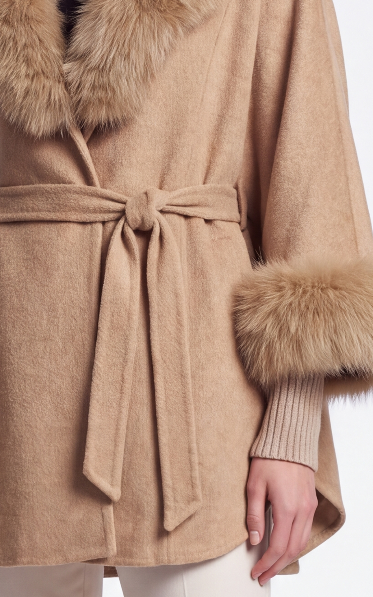 Cape en laine et cachemire Jamabi camel
