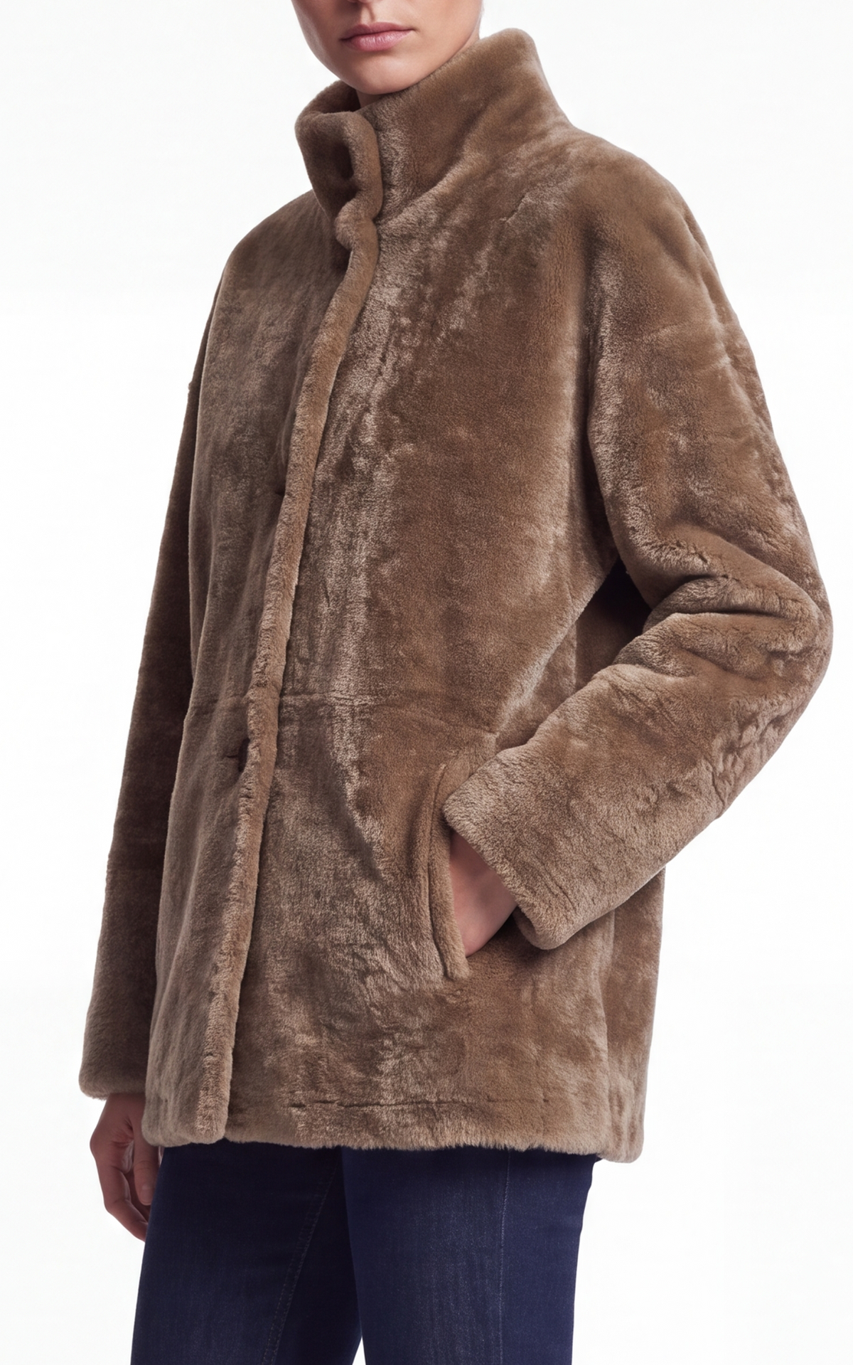 Veste peau lainée réversible Jude camel
