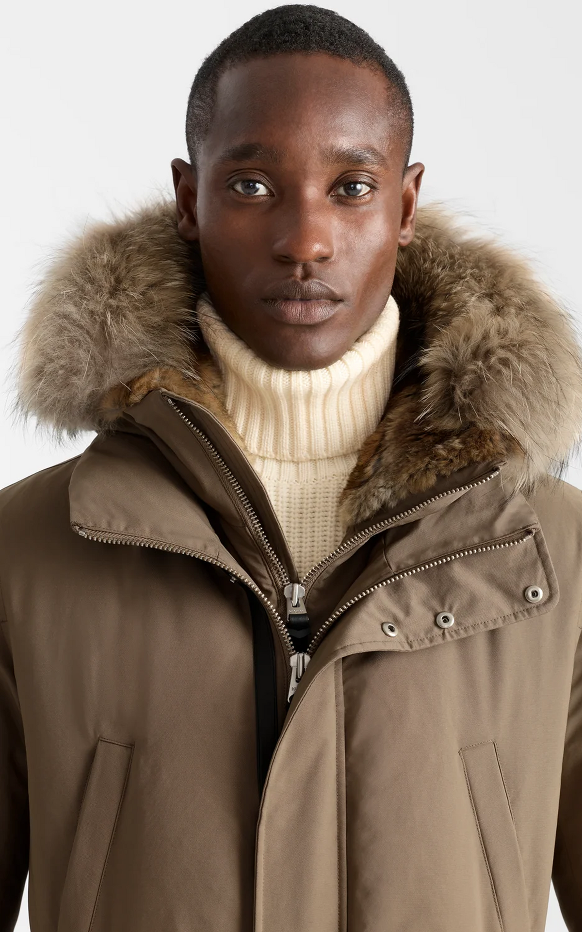 Parka 2-en-1 en duvet à capuche et col en fourrure Edward-F taupe 8