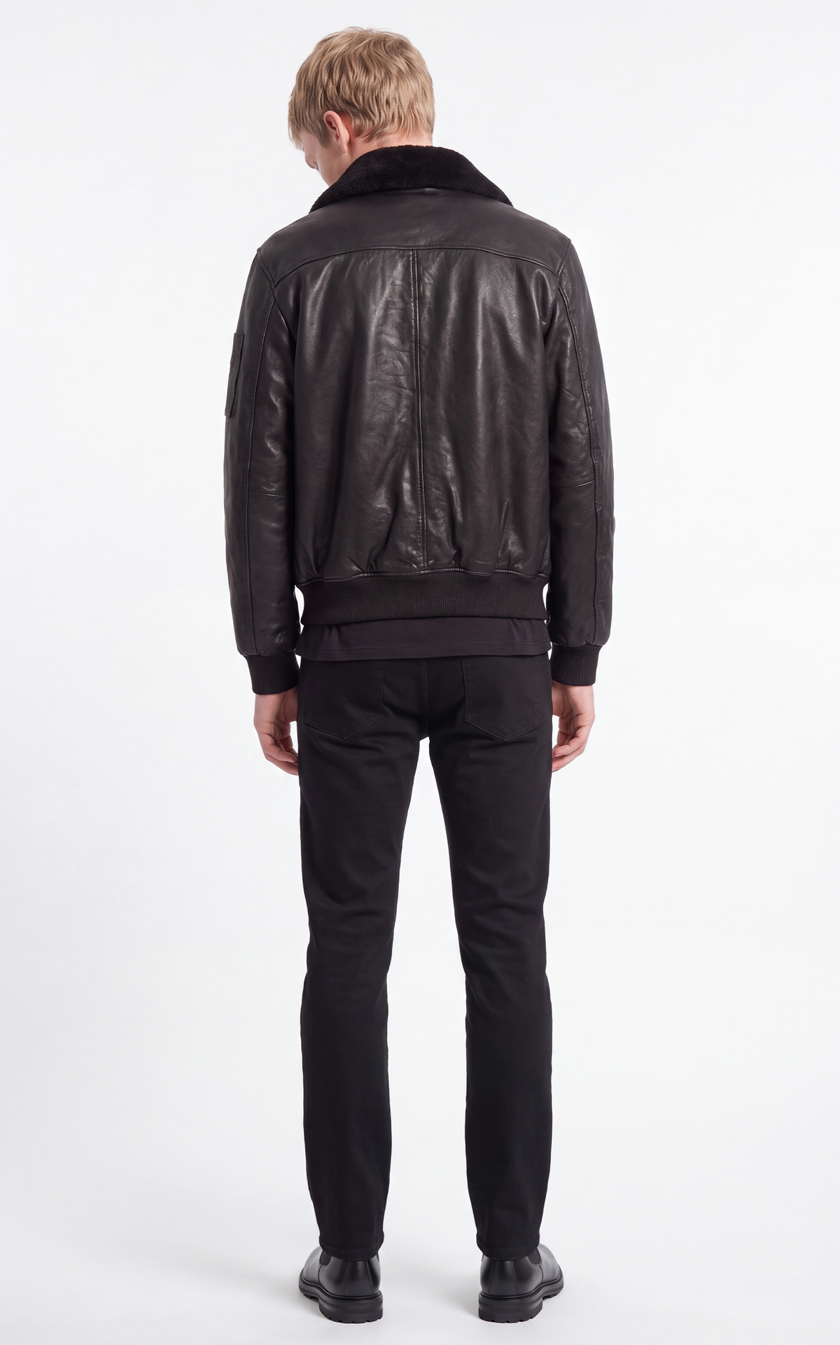 Blouson pilote cuir agneauLCAIR noir