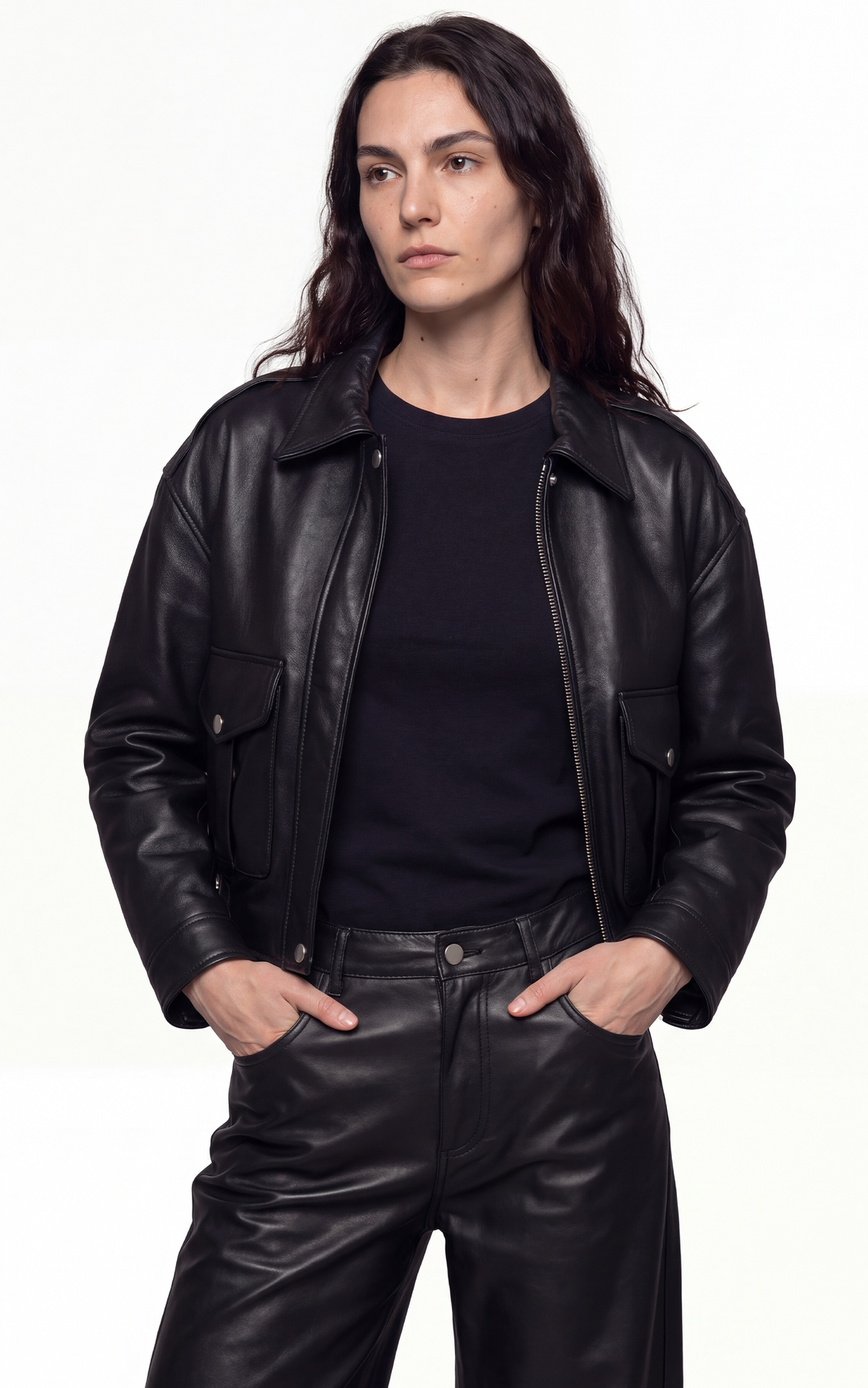 Blouson pilote cuir LCWDELIA noir