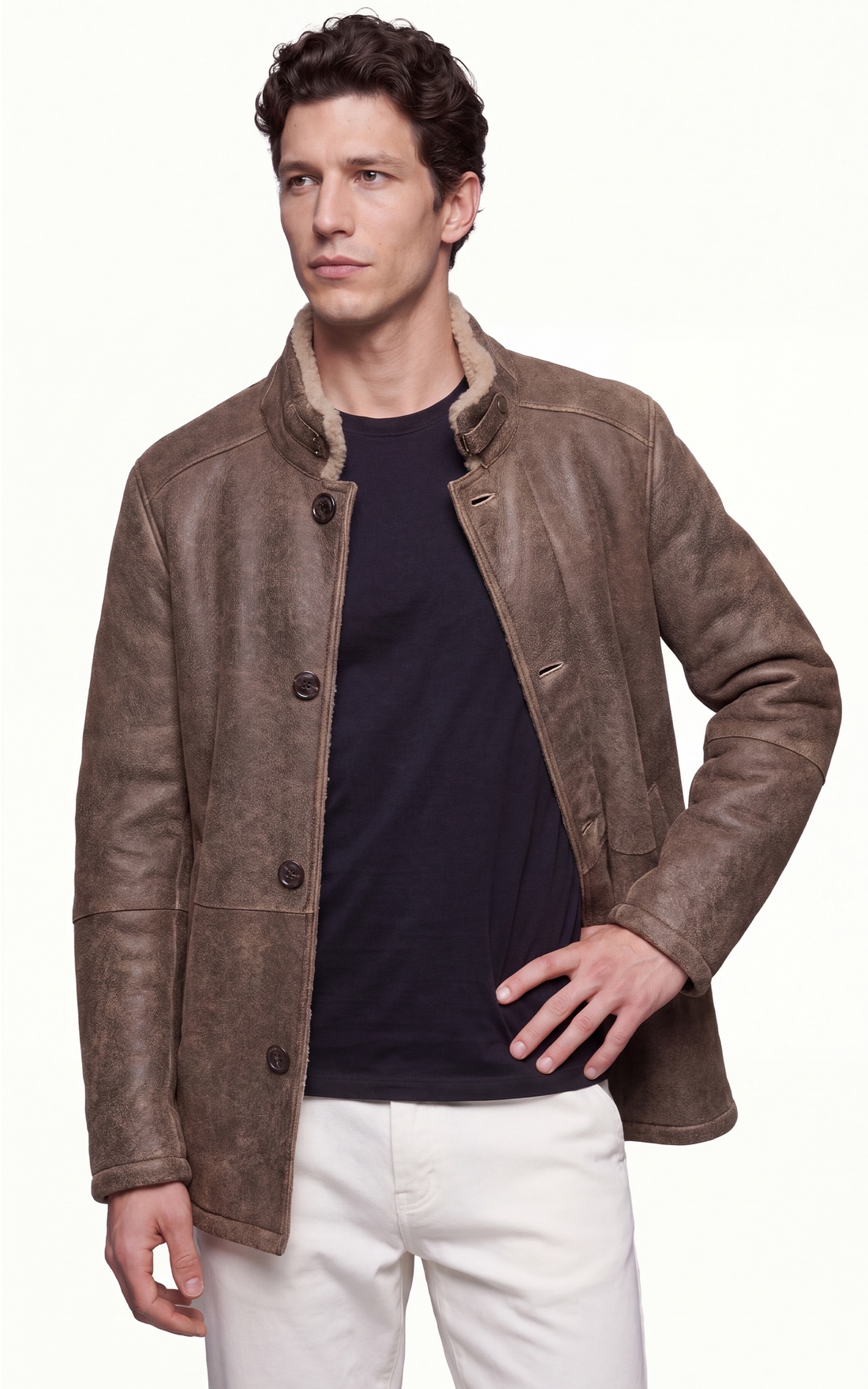 Veste peau lainée agneau Jack marron