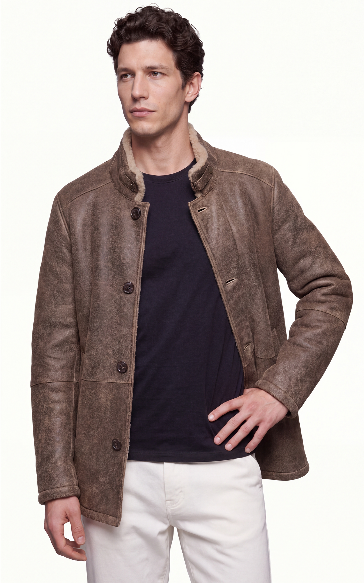 Veste peau lainée agneau Jack marron