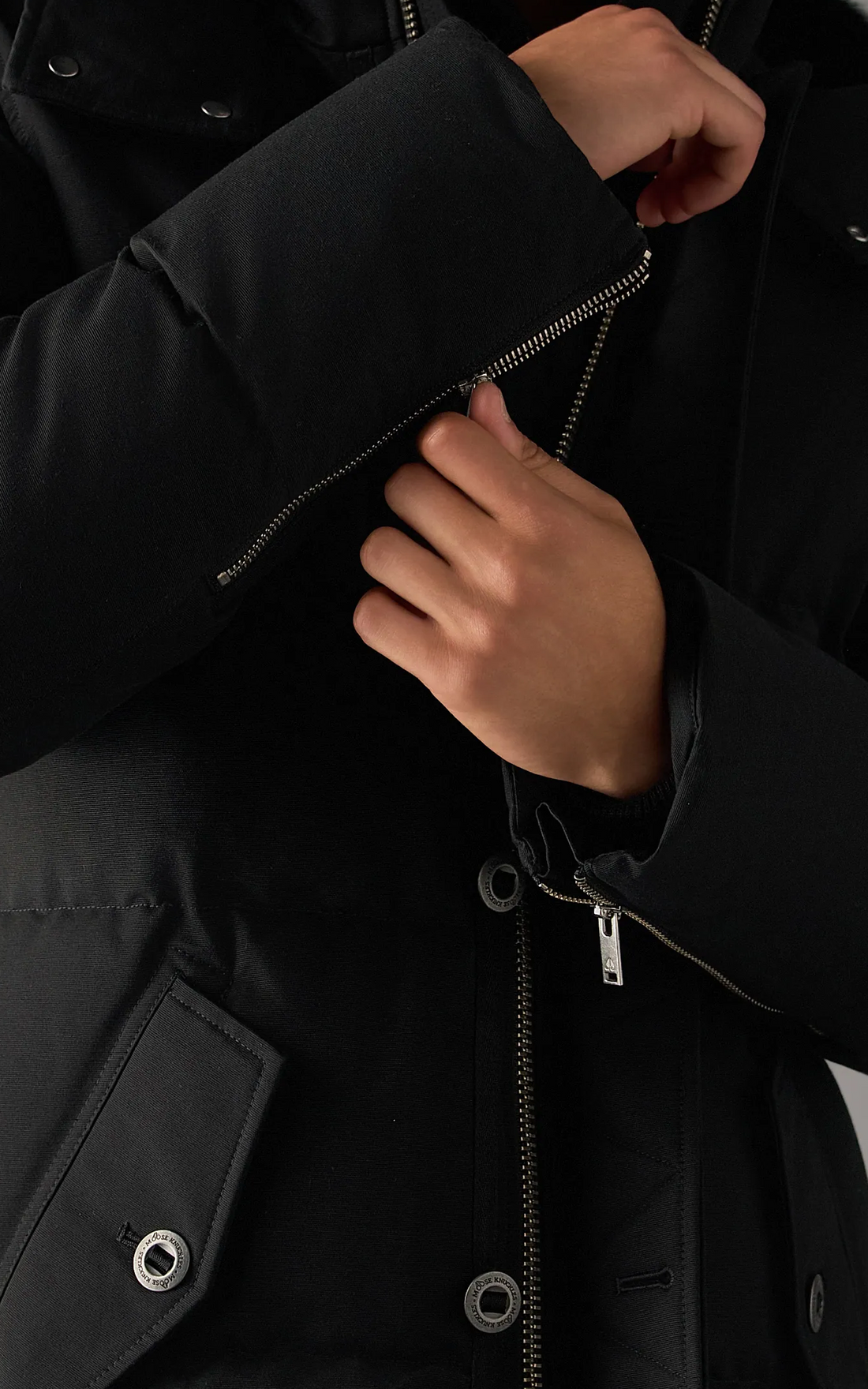 Doudoune en duvet à capuche avec fourrure Original 3Q noir