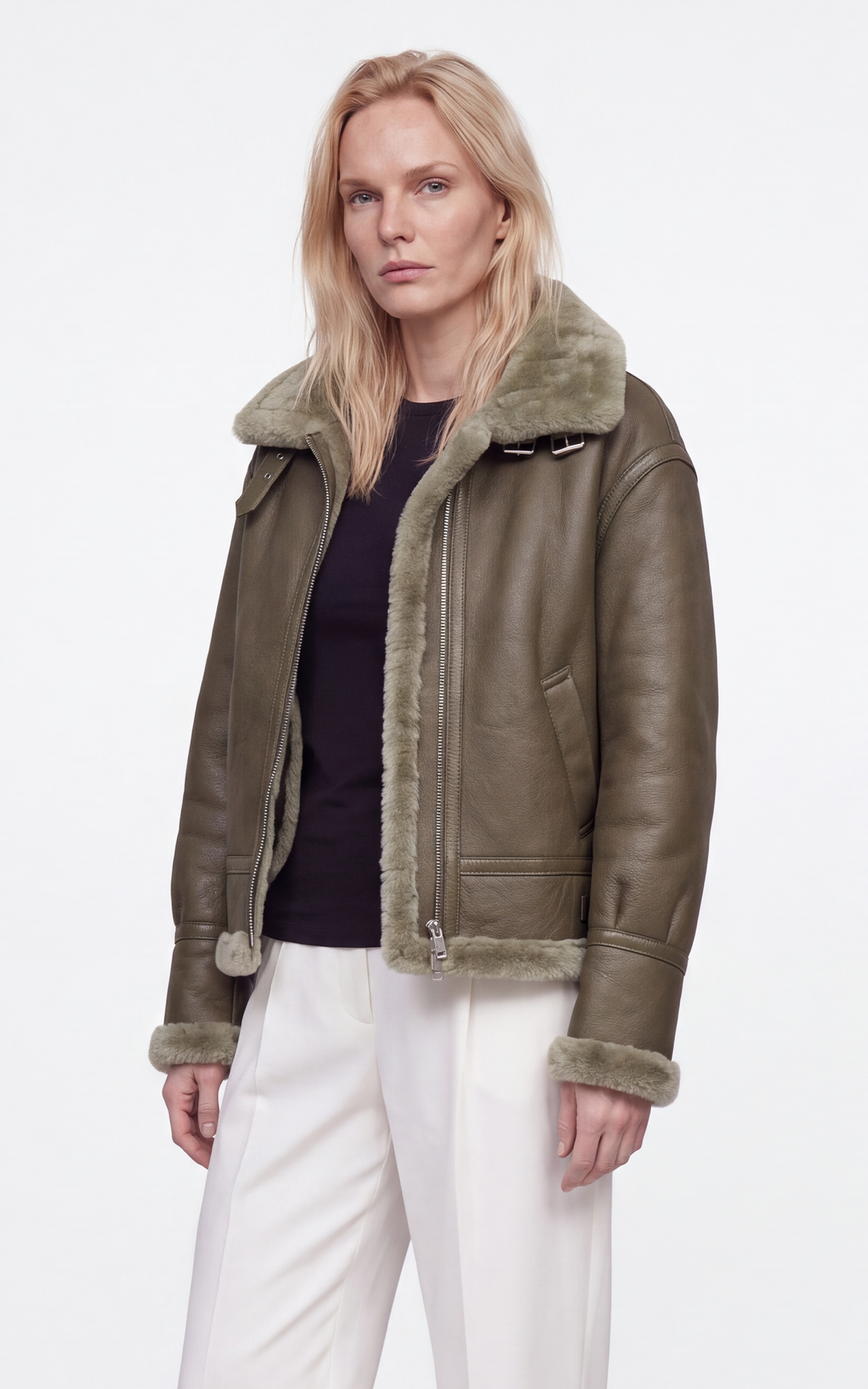 Bombardier cuir Justine vert