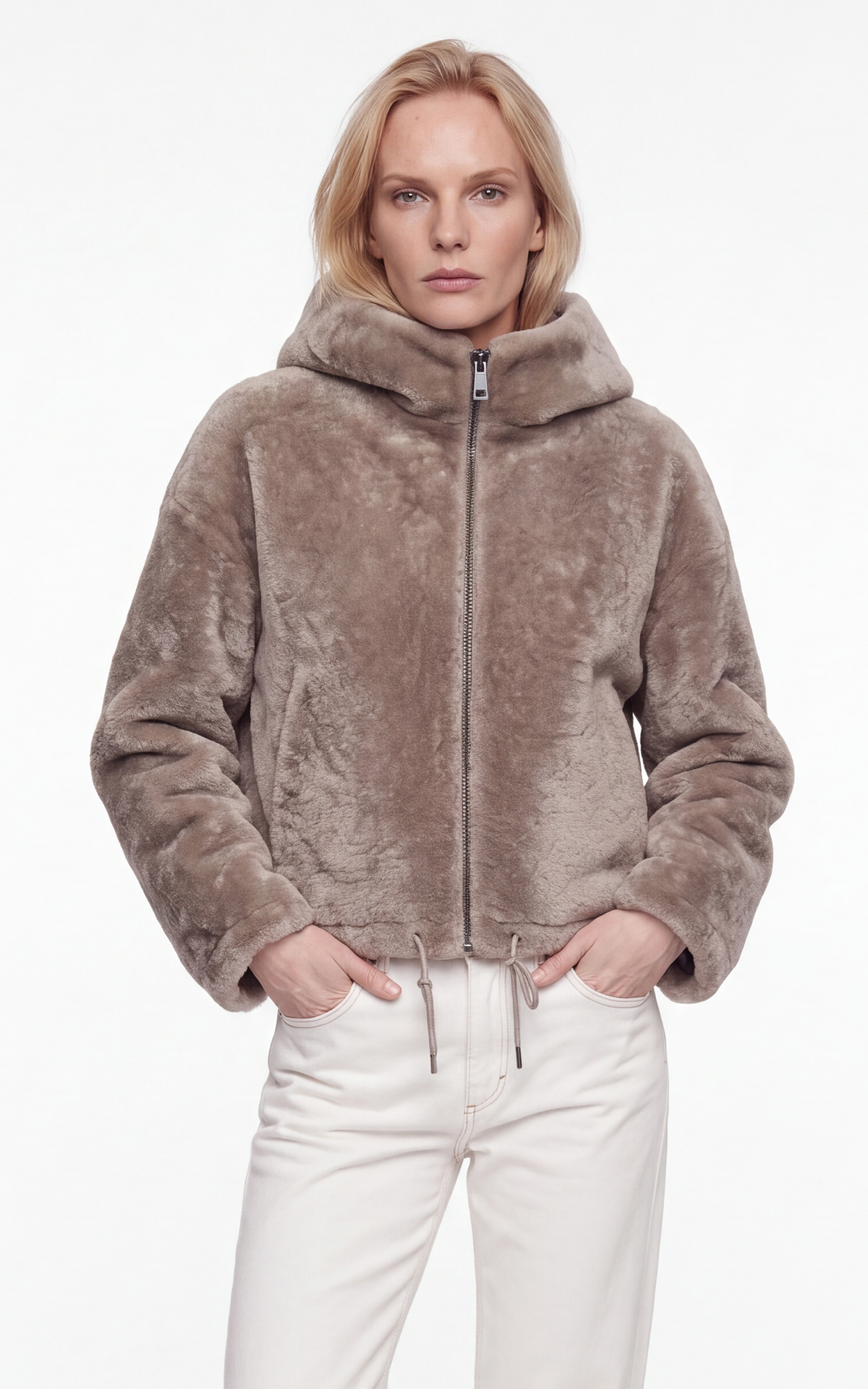 Veste peau lainée Jenny beige