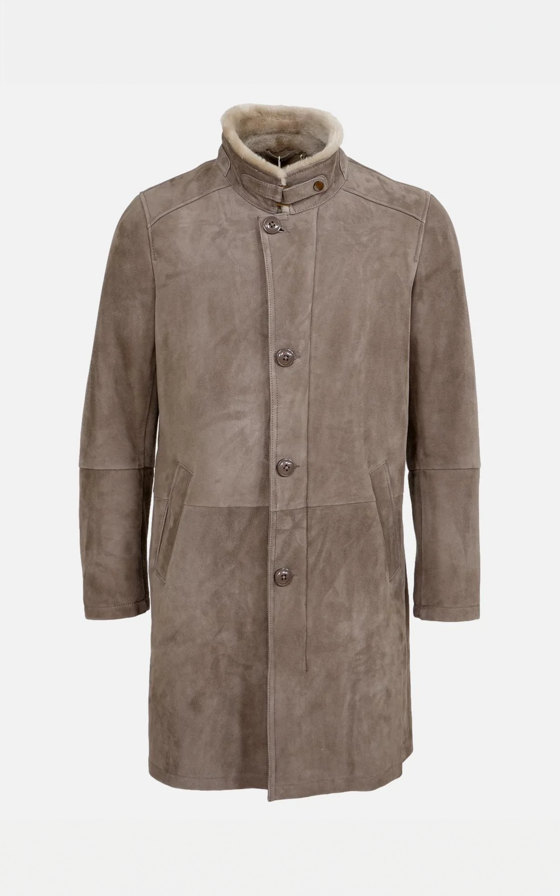 Manteau long peau lainée Carlo beige foncé