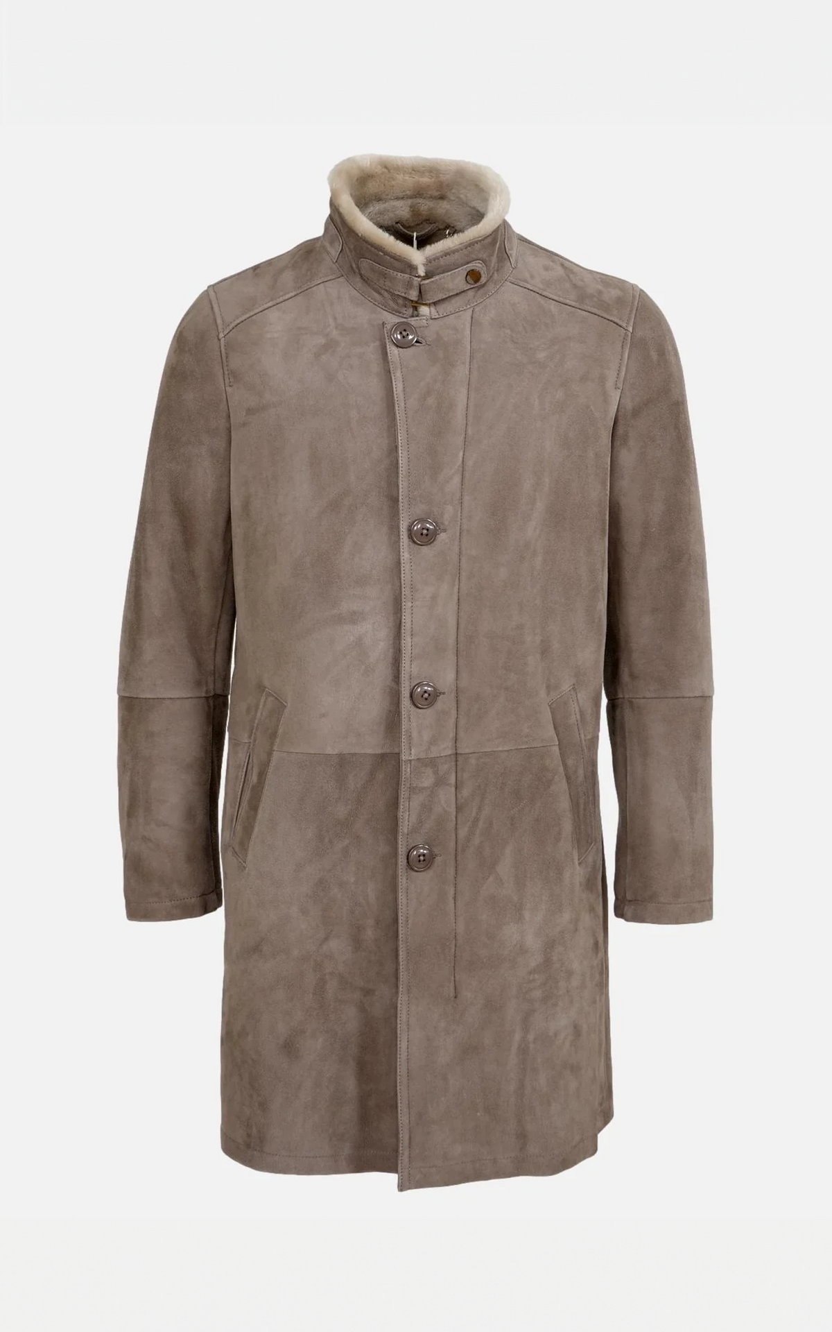 Manteau long peau lainée Carlo beige foncé