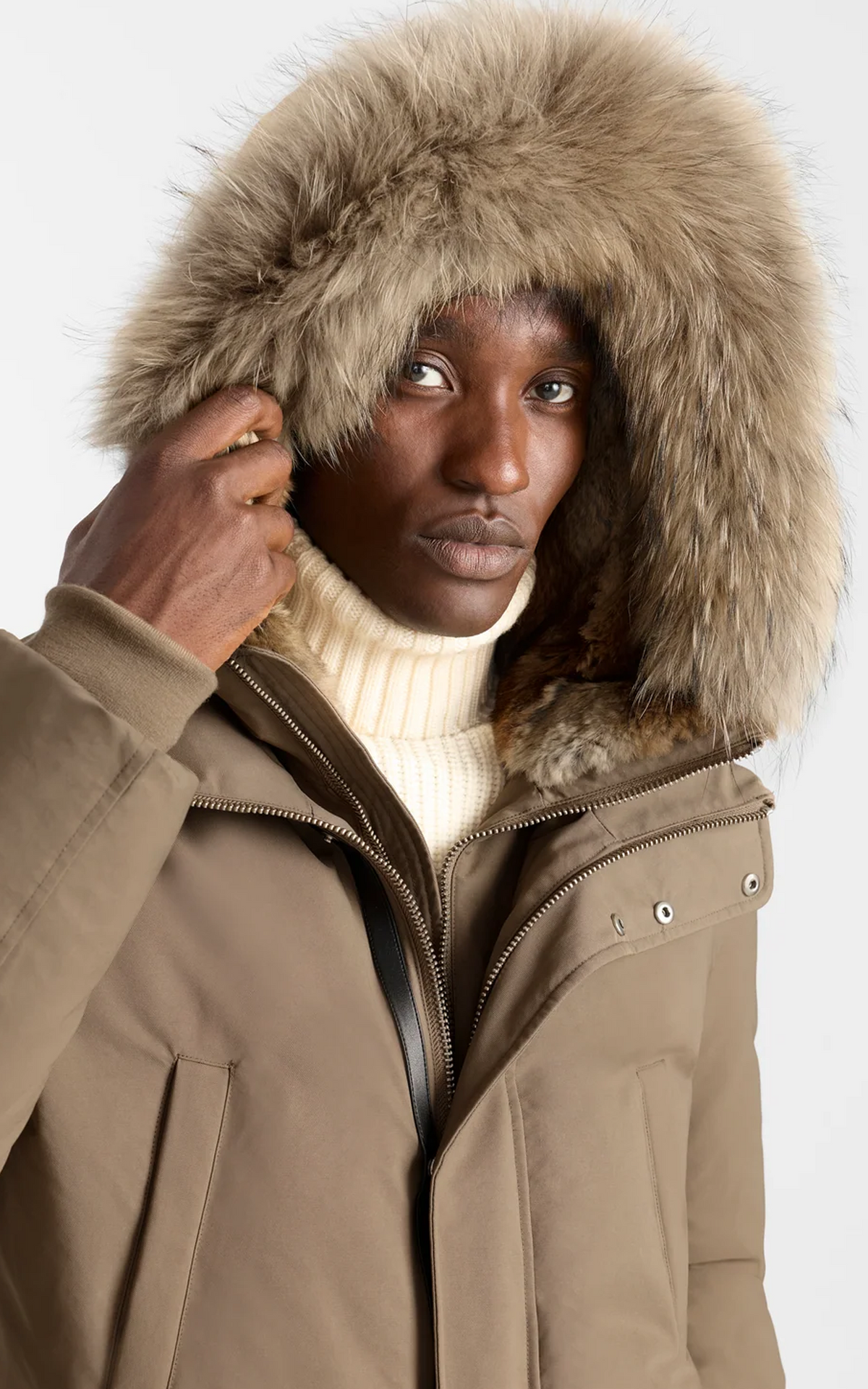 Parka 2-en-1 en duvet à capuche et col en fourrure Edward-F taupe 9