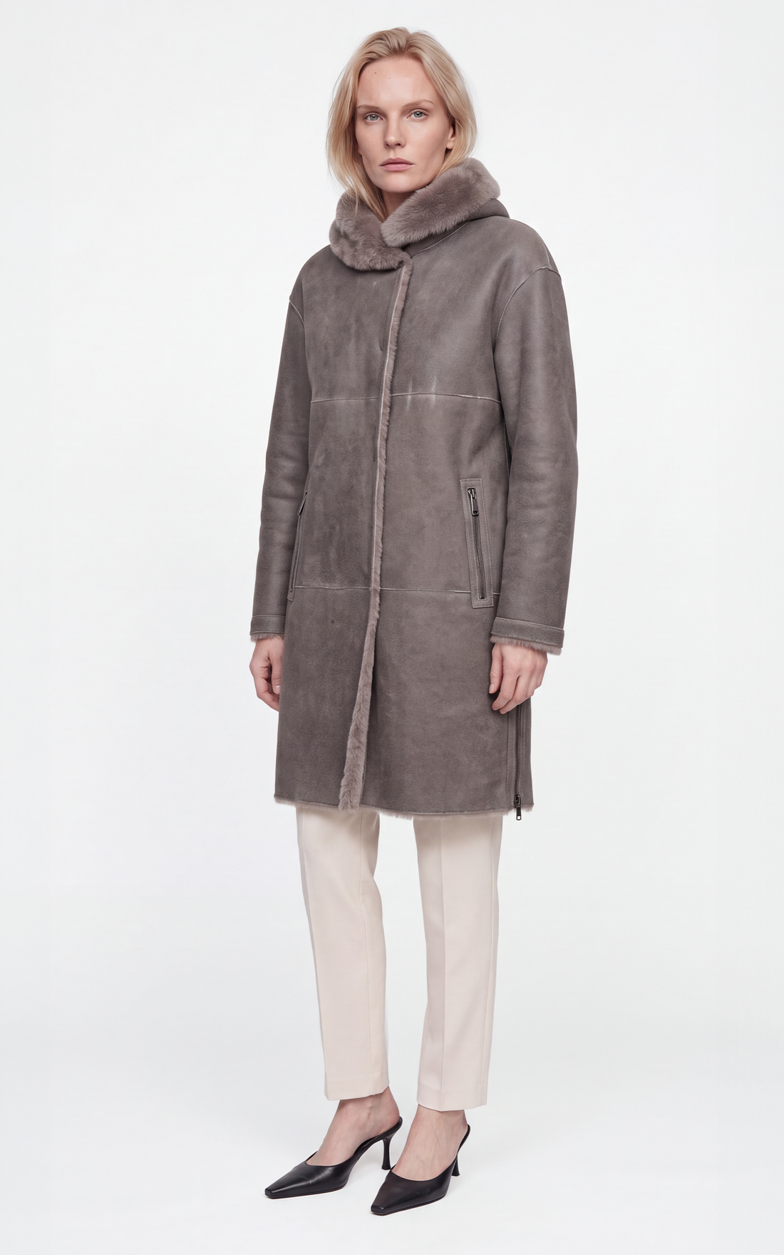 Brown shearling coat