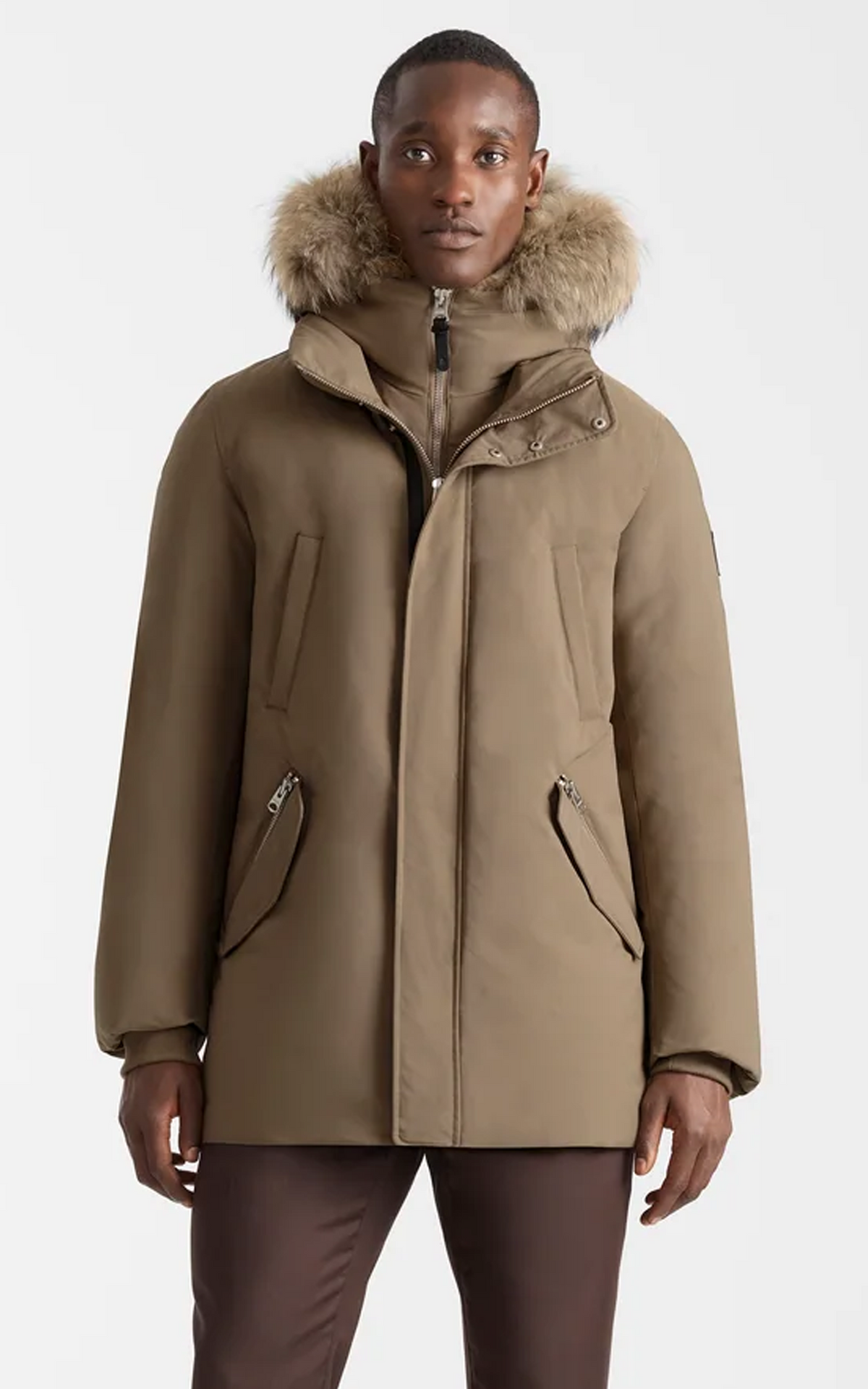 Parka 2-en-1 en duvet à capuche et col en fourrure Edward-F taupe 1