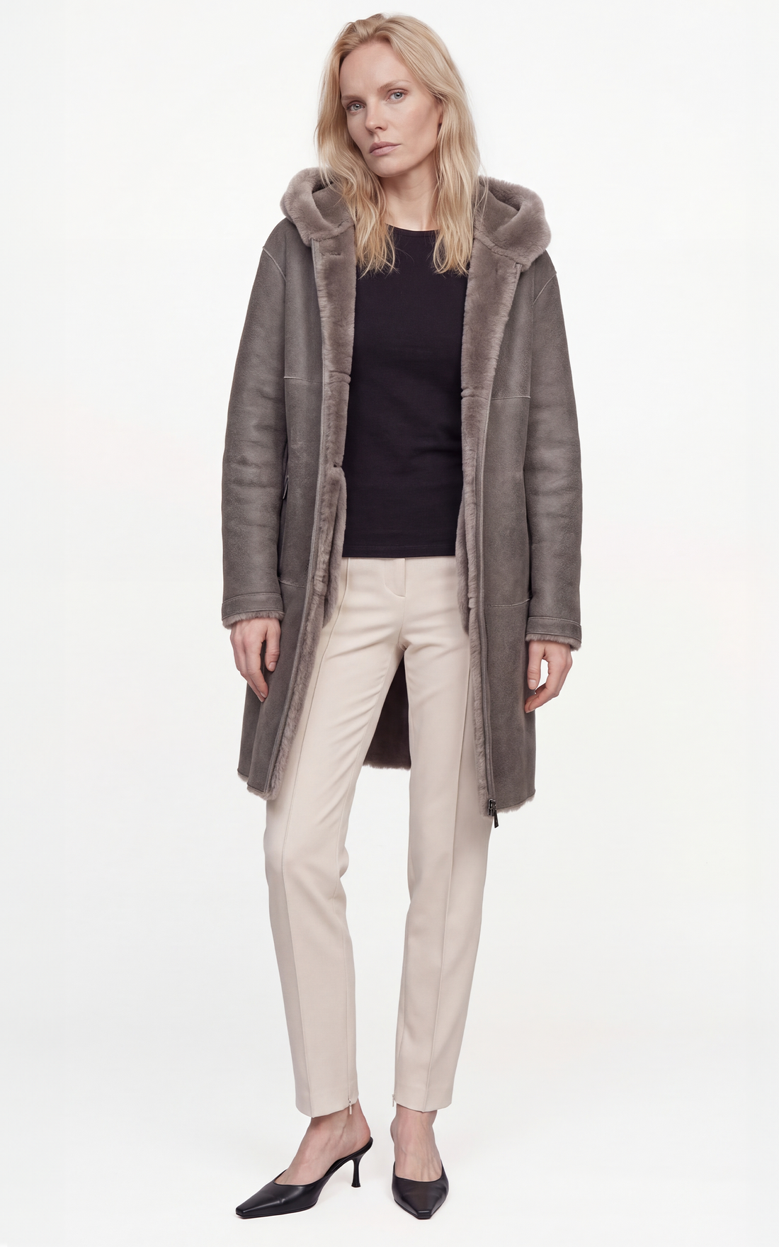 Brown shearling coat