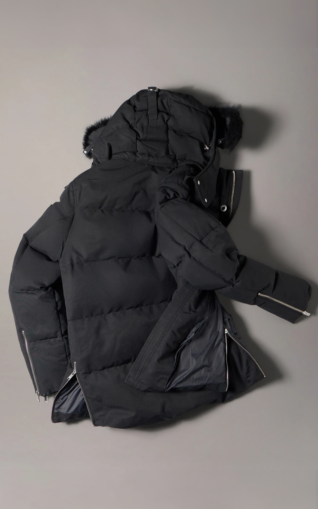 Doudoune en duvet à capuche avec fourrure Original 3Q noir
