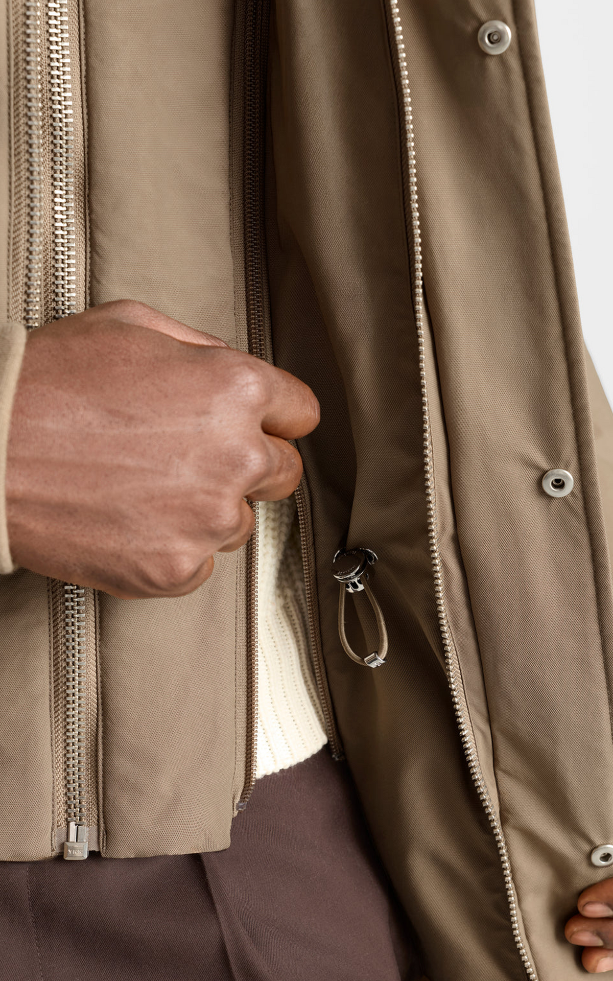Parka 2-en-1 en duvet à capuche et col en fourrure Edward-F taupe