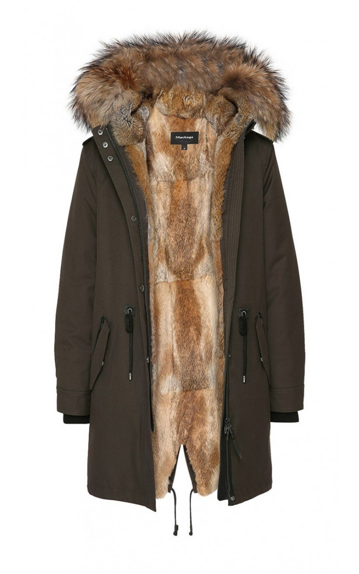 Parka longue à capuche en fourrure Rena kaki 3