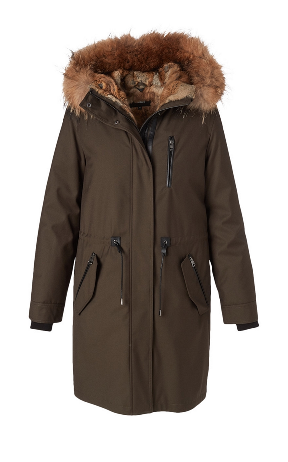 Parka longue à capuche en fourrure Rena kaki 2