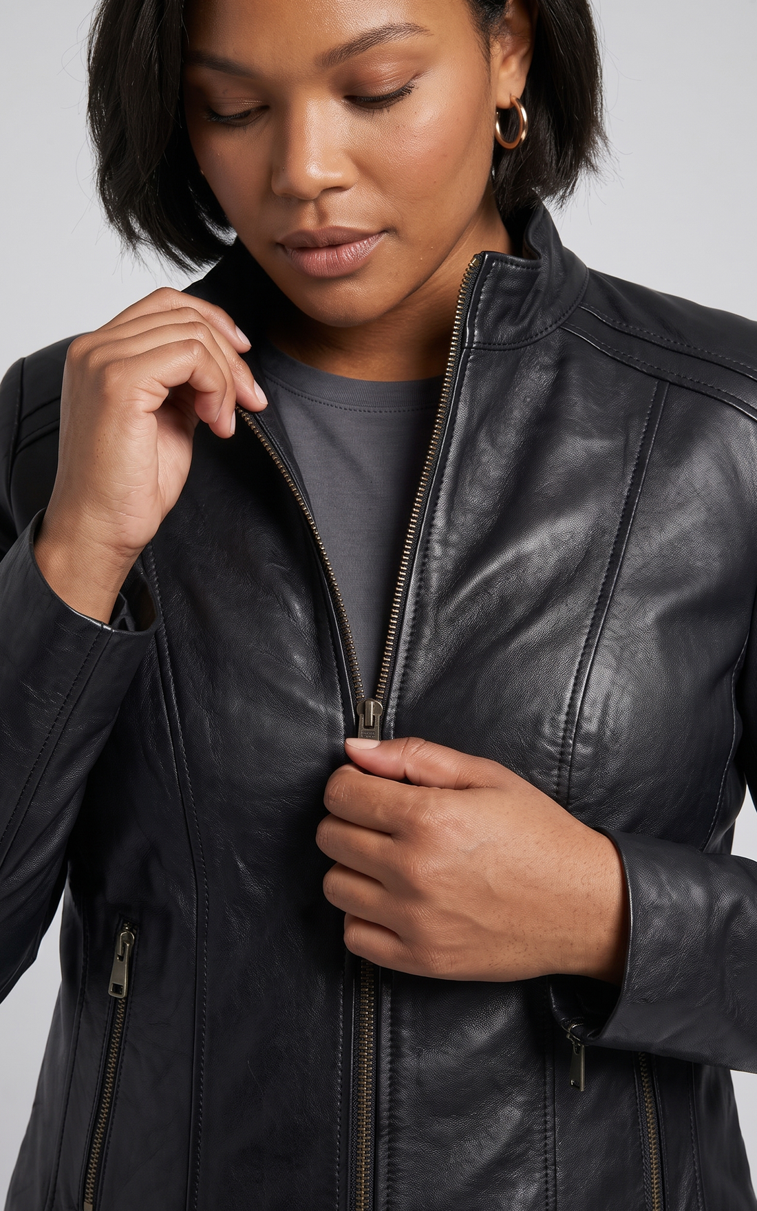 Blouson en cuir confort Haven noir