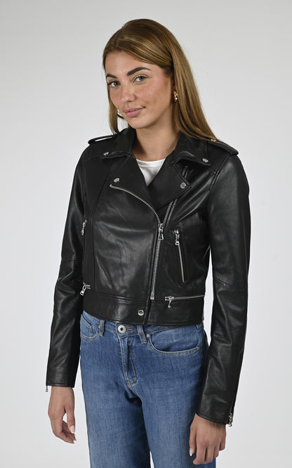 Blouson perfecto cuir Yoko noir Oakwood La Canadienne