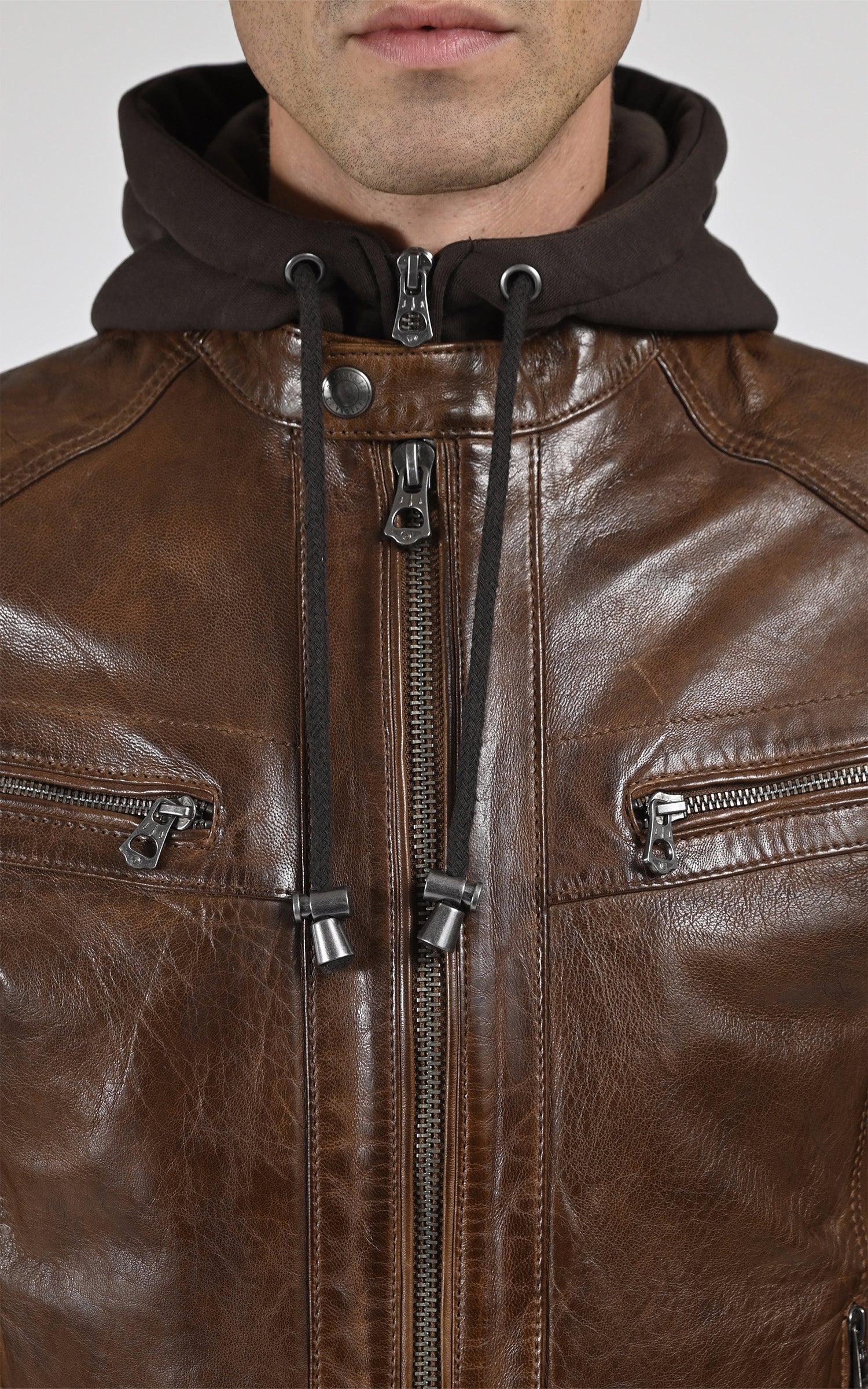 Blouson cuir Bishop marron