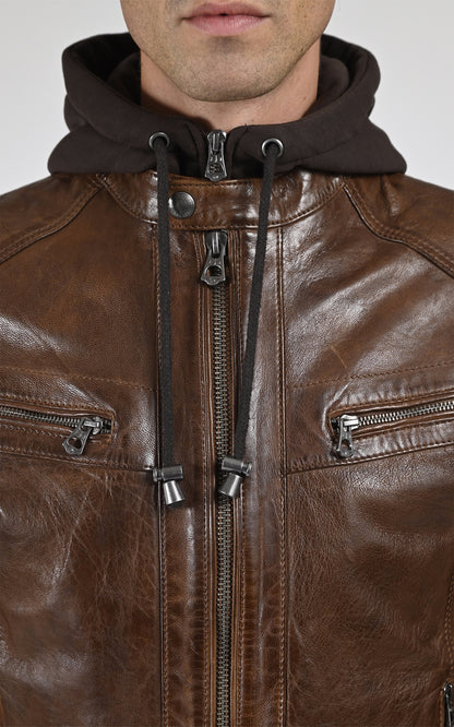 Blouson cuir Bishop marron