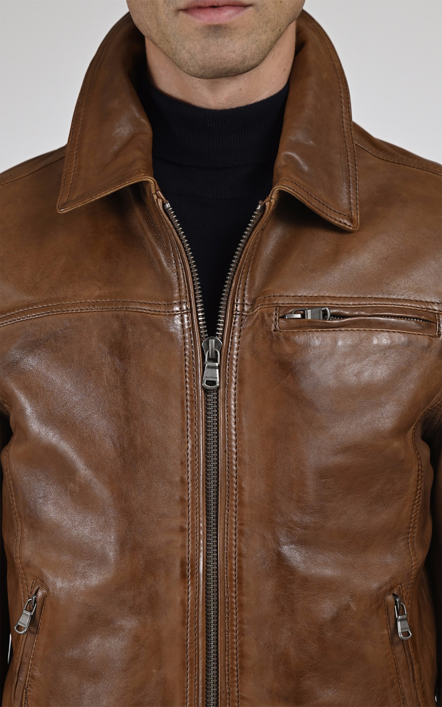 Blouson cuir Major marron