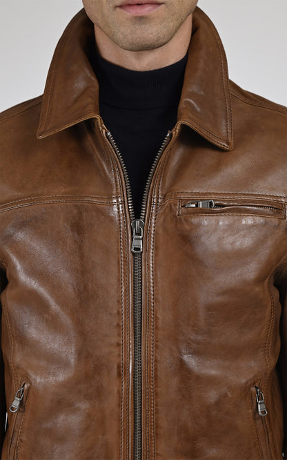 Blouson cuir Major marron