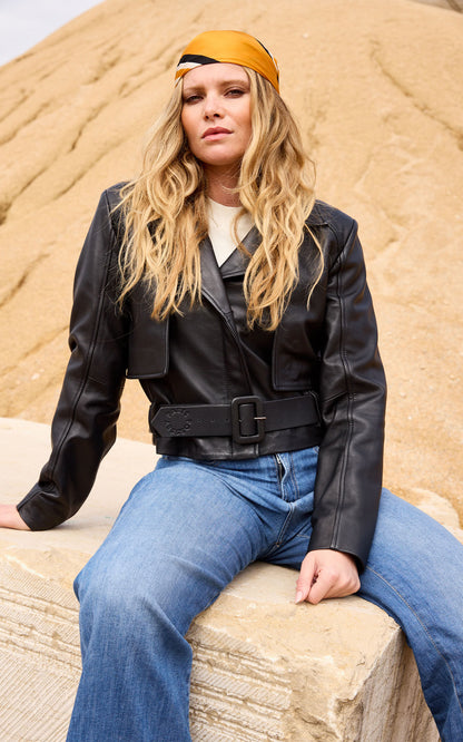Veste en cuir Joliette noir